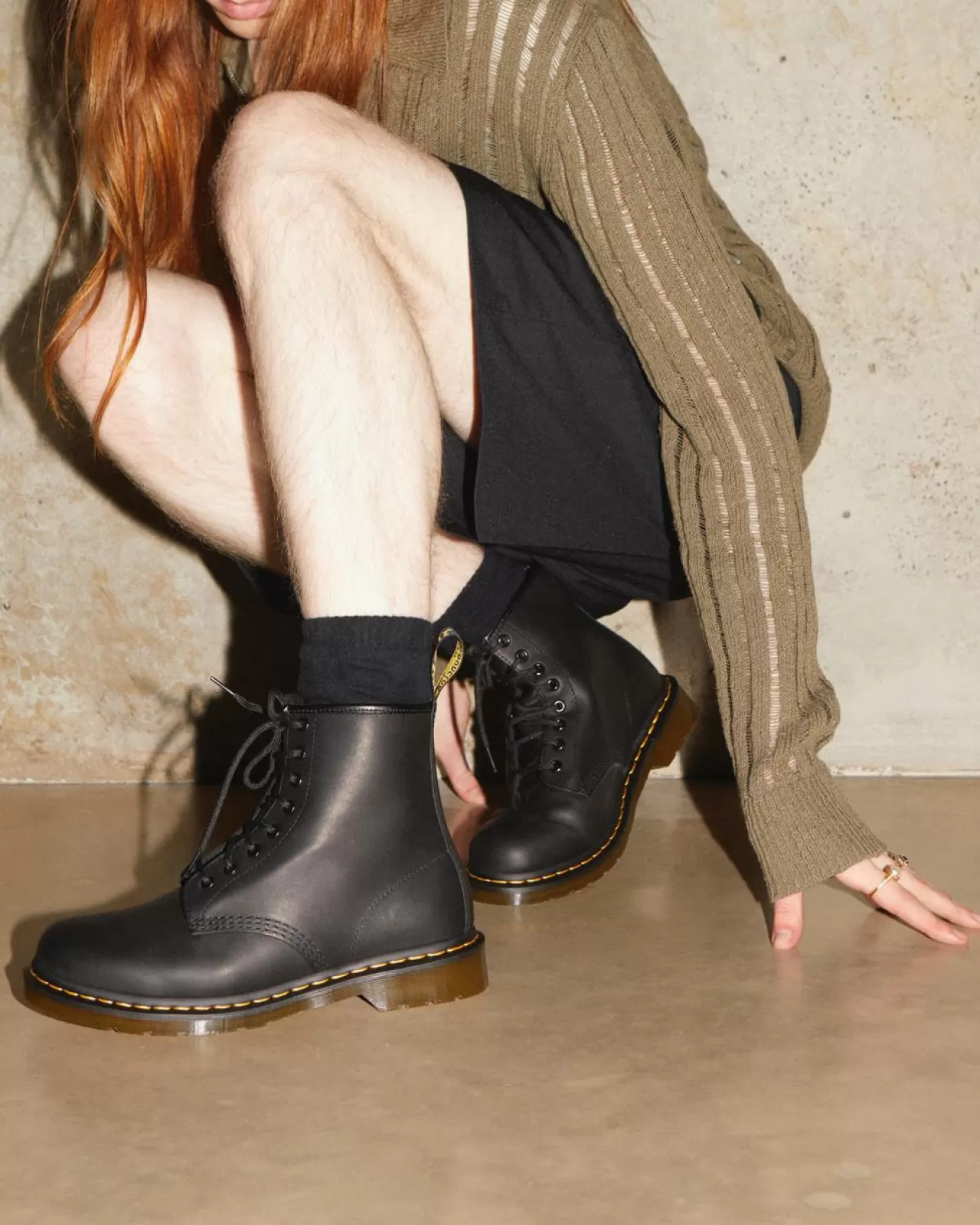 Originals | Ankle Boots^Dr. Martens 1460 Greasy Leather Lace Up Boots Black — Greasy