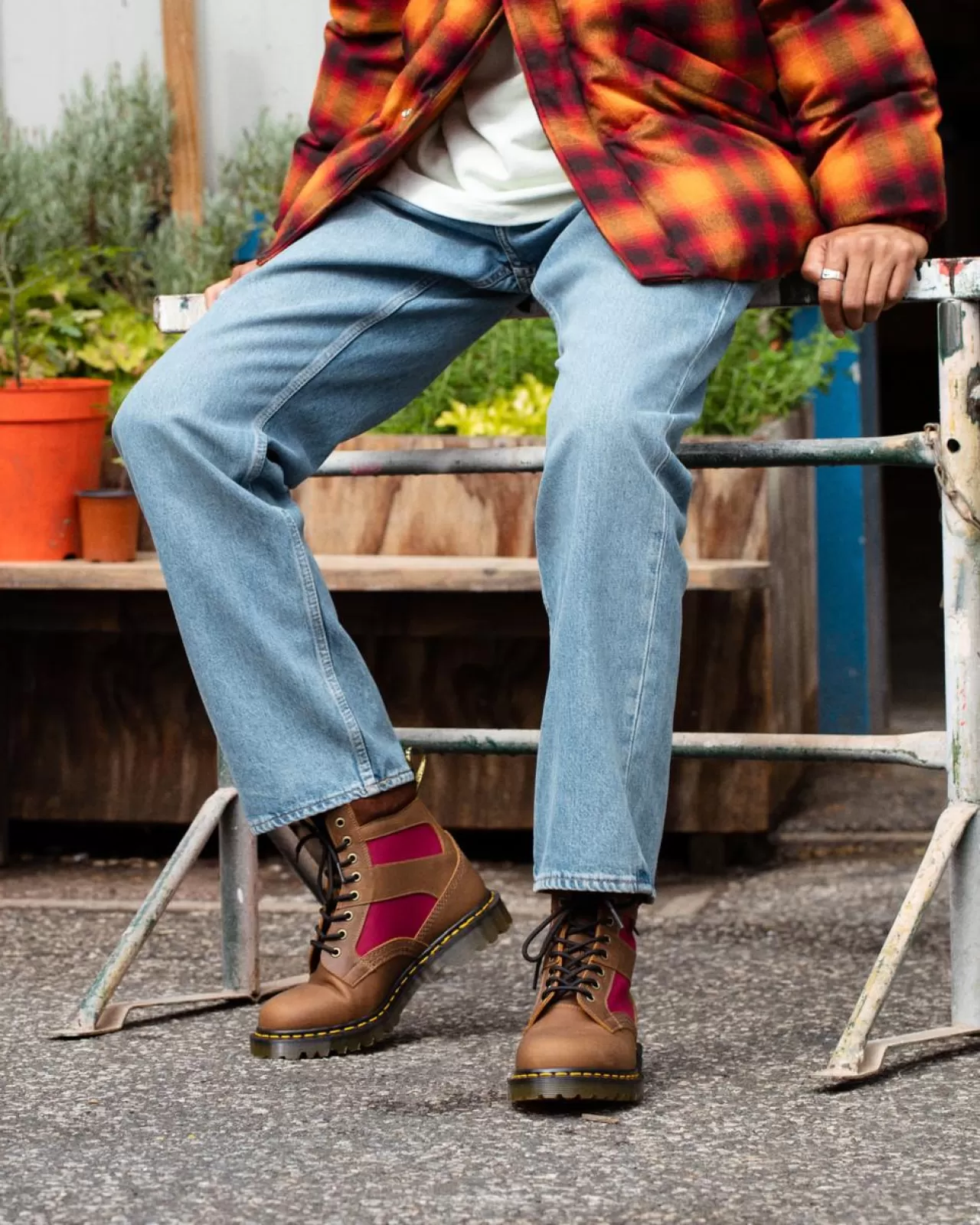 Sale | Originals^Dr. Martens 1460 Made in England Padded Panel Lace Up Boots Brown+Oxblood — Dockyard+Ventile+E.H. Suede