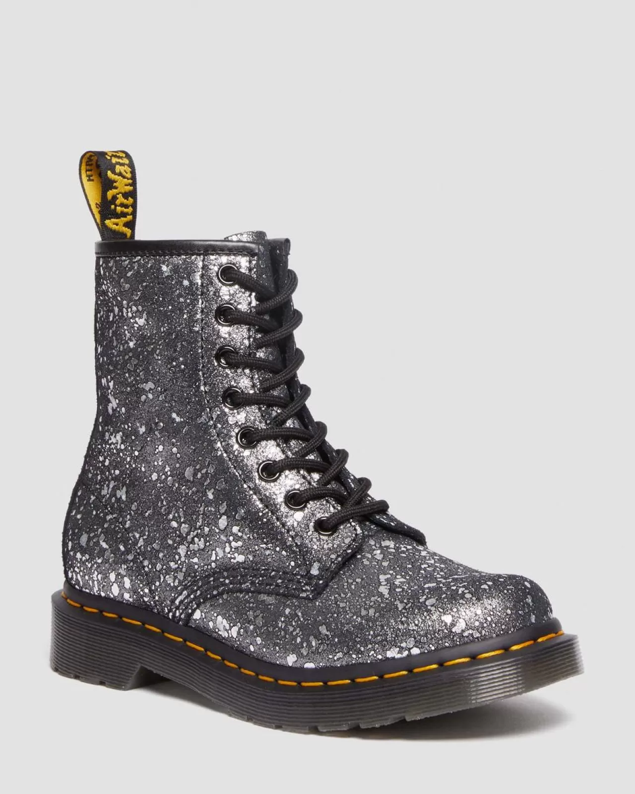 Sale | Originals^Dr. Martens 1460 Metallic Splatter Suede Lace Up Boots Black — Metallic Paint Splatter Suede