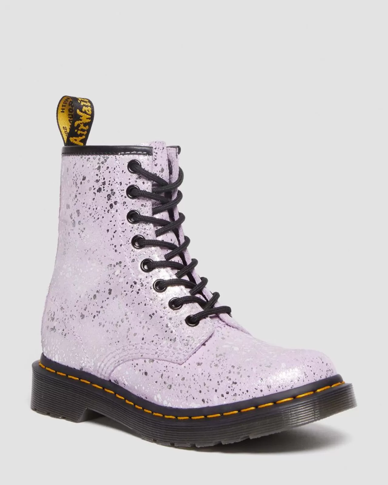 Sale | Originals^Dr. Martens 1460 Metallic Splatter Suede Lace Up Boots Lilac — Metallic Paint Splatter Suede