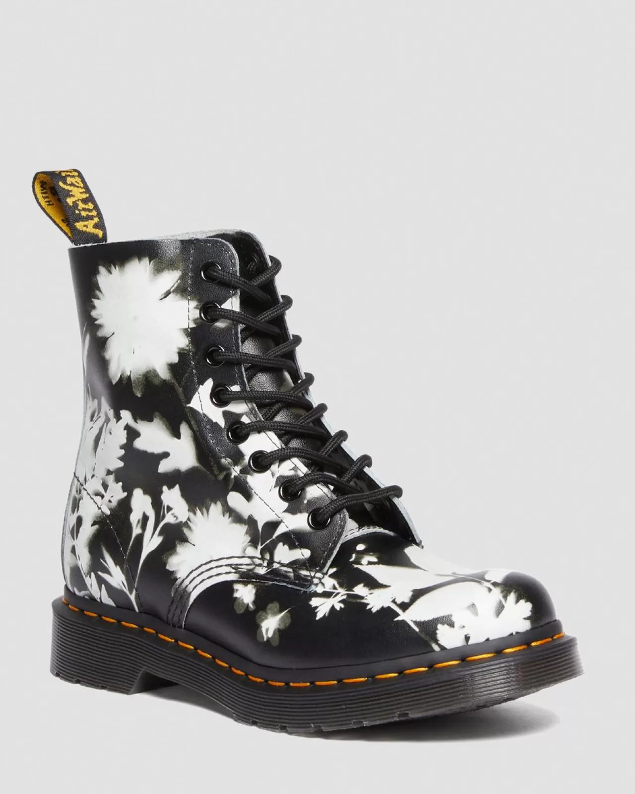 Sale | Originals^Dr. Martens 1460 Pascal Floral Shadow Leather Lace Up Boots Black+White — Backhand