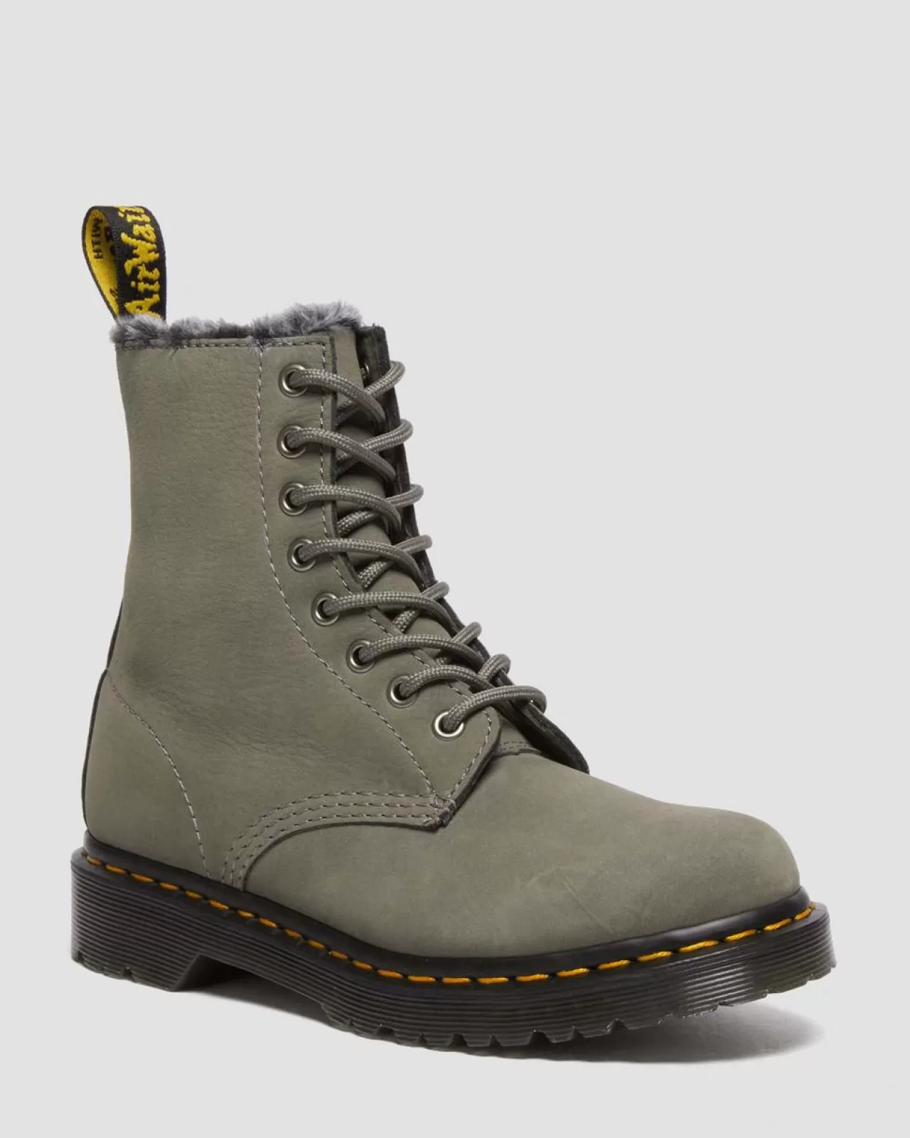 Sale | Winter Boots^Dr. Martens 1460 Serena Faux Fur Lined Nubuck Lace Up Boots NICKEL GREY — Milled Nubuck Wp