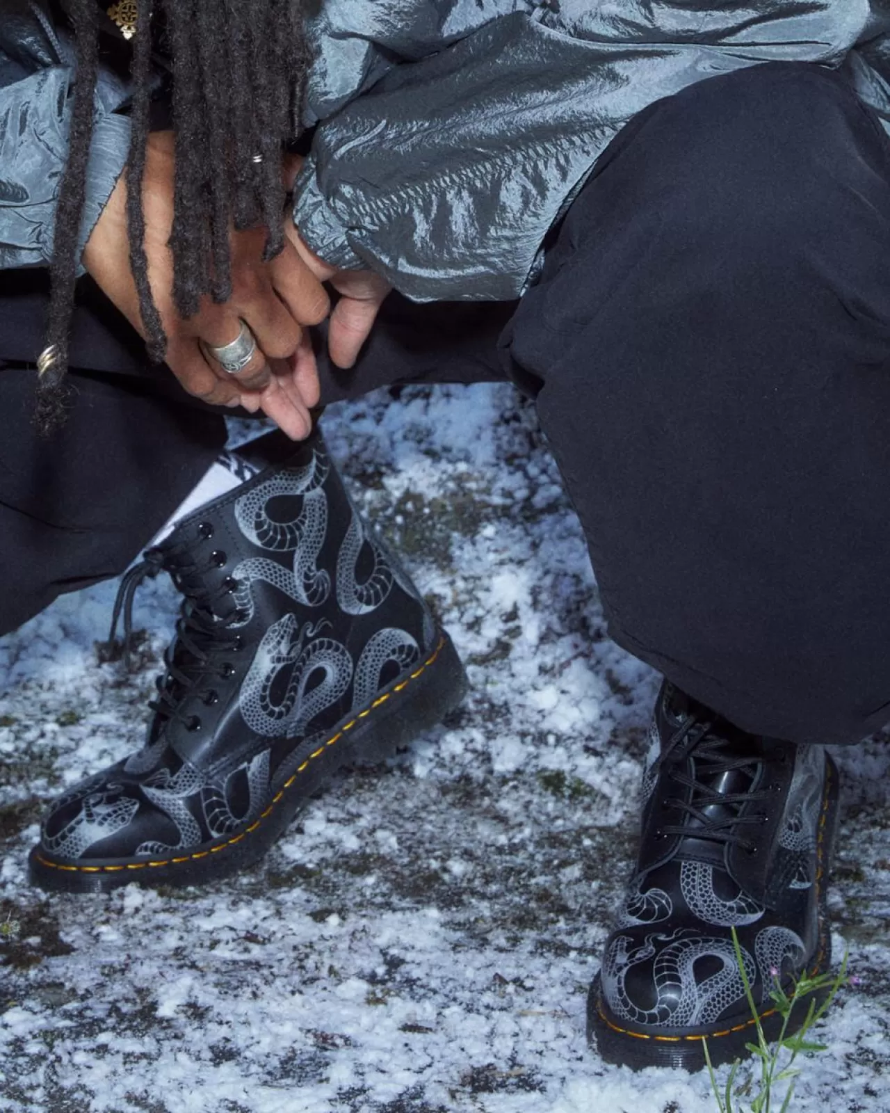 Originals | Ankle Boots^Dr. Martens 1460 Serpent Print Leather Lace Up Boots BLACK — Wild Serpent Smooth