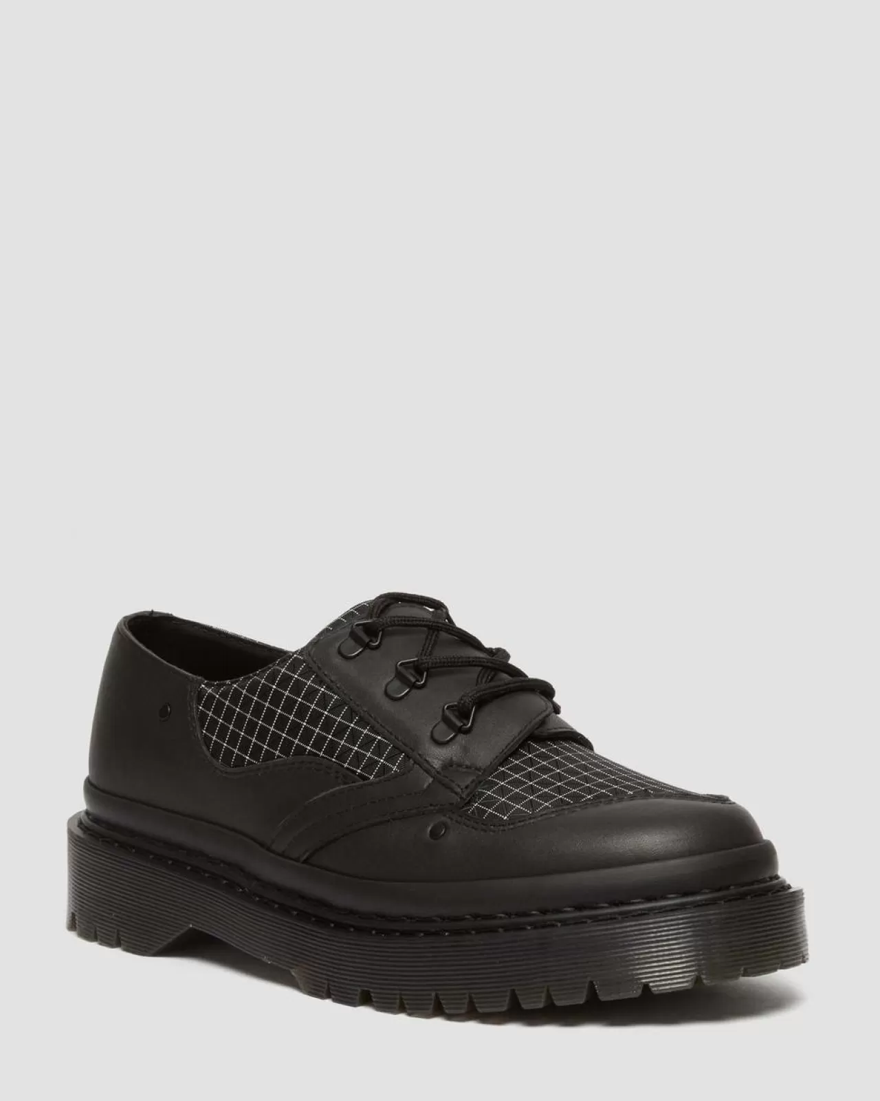 Originals | Platform Shoes^Dr. Martens 1461 Bex Ripstop Grid Oxford Shoes Black+Black+White — Sorento+Grip Ripstop