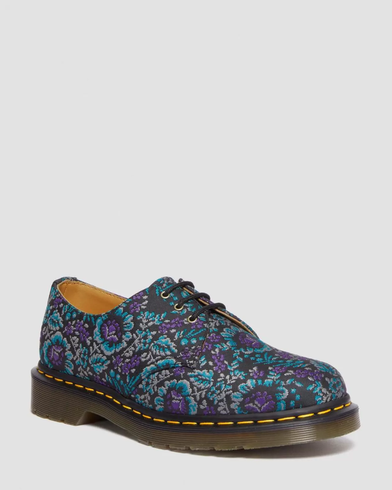 Sale | Originals^Dr. Martens 1461 Floral Jacquard Oxord Shoes BLACK/PURPLE — Floral Jacquard