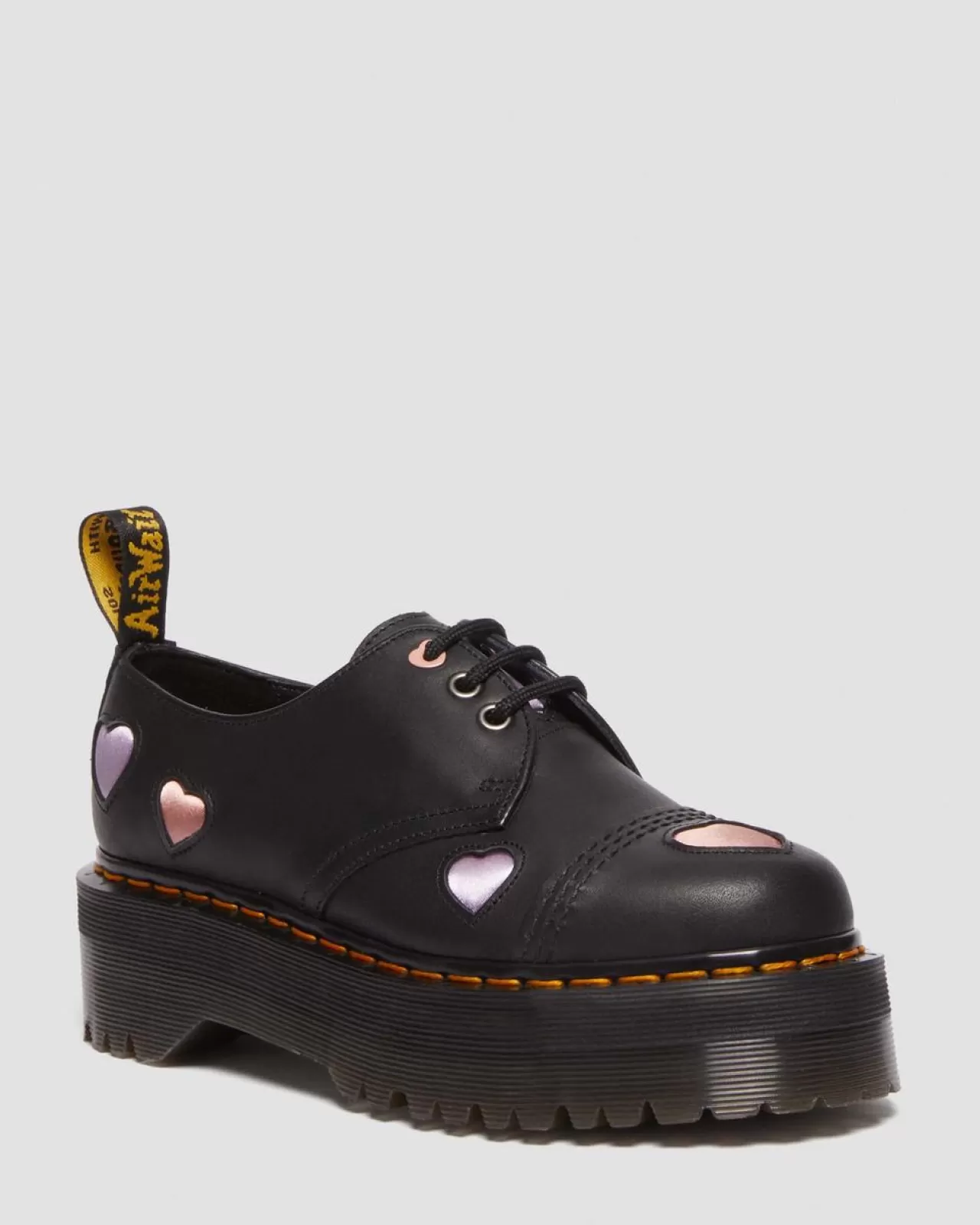 Platforms^Dr. Martens 1461 Leather Heart Platform Shoes Black — Lapstone+Satin Lux