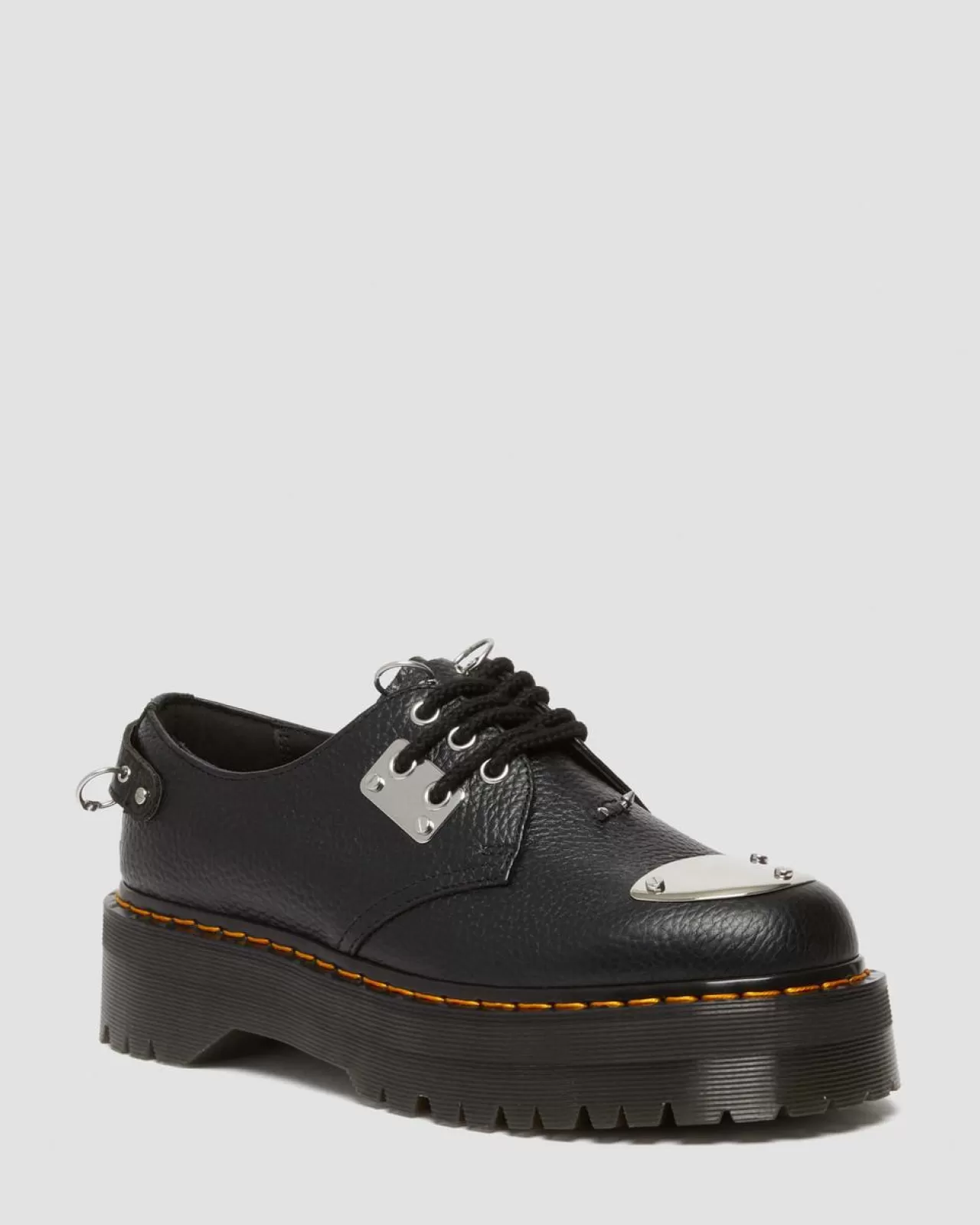 Platform Shoes | Shoes^Dr. Martens 1461 Piercing Milled Nappa Leather Platform Shoes Black — Milled Nappa