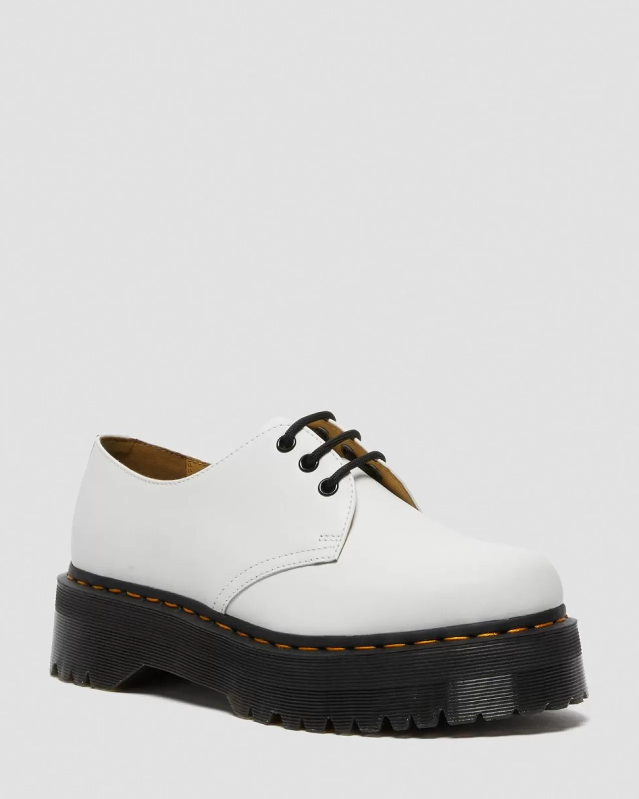 Sale | Platform Shoes^Dr. Martens 1461 Smooth Leather Platform Shoes White — Polished Smooth