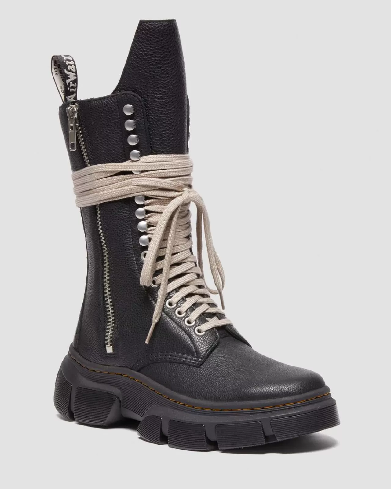 Ankle Boots | Boots^Dr. Martens 1918 Rick Owens DMXL Tall Leather Lace Up Boots Black — Lunar