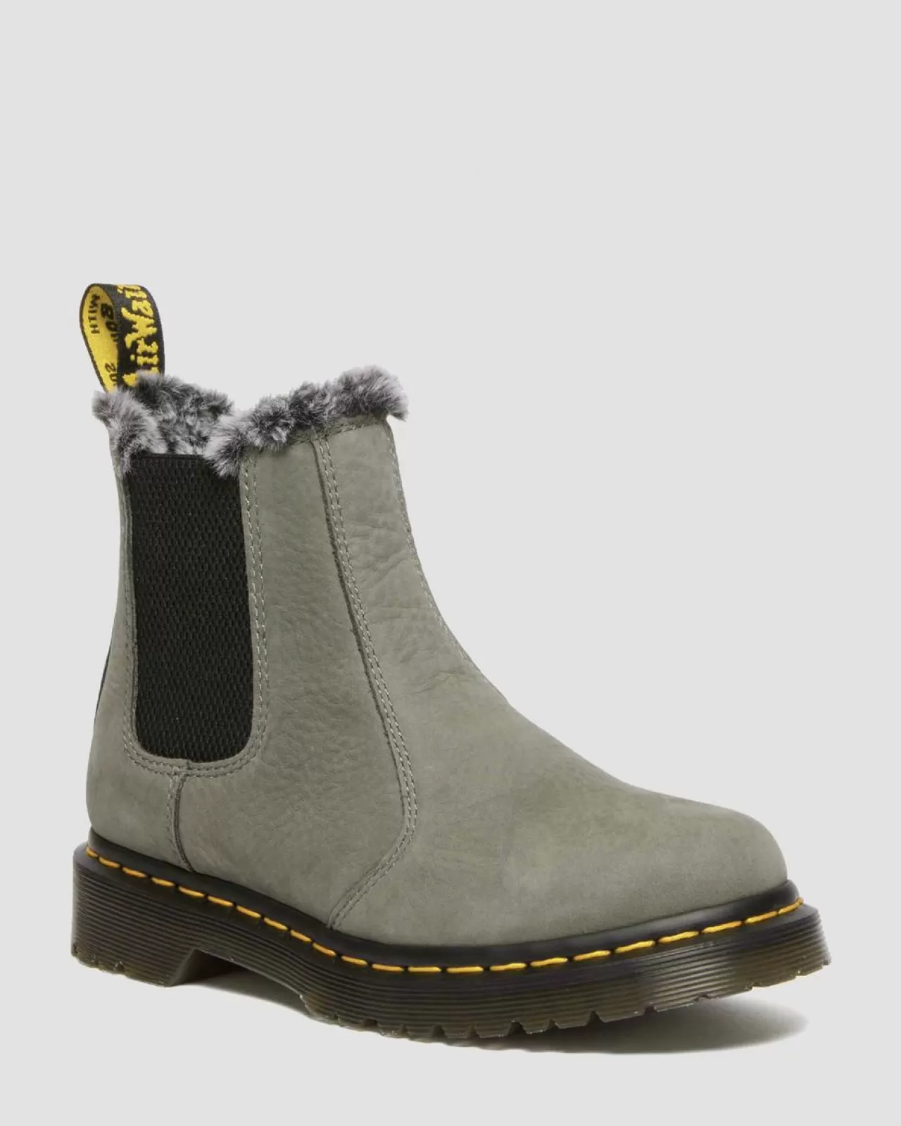 Sale | Winter Boots^Dr. Martens 2976 Leonore Faux Fur Lined Nubuck Chelsea Boots NICKEL GREY — Milled Nubuck Wp