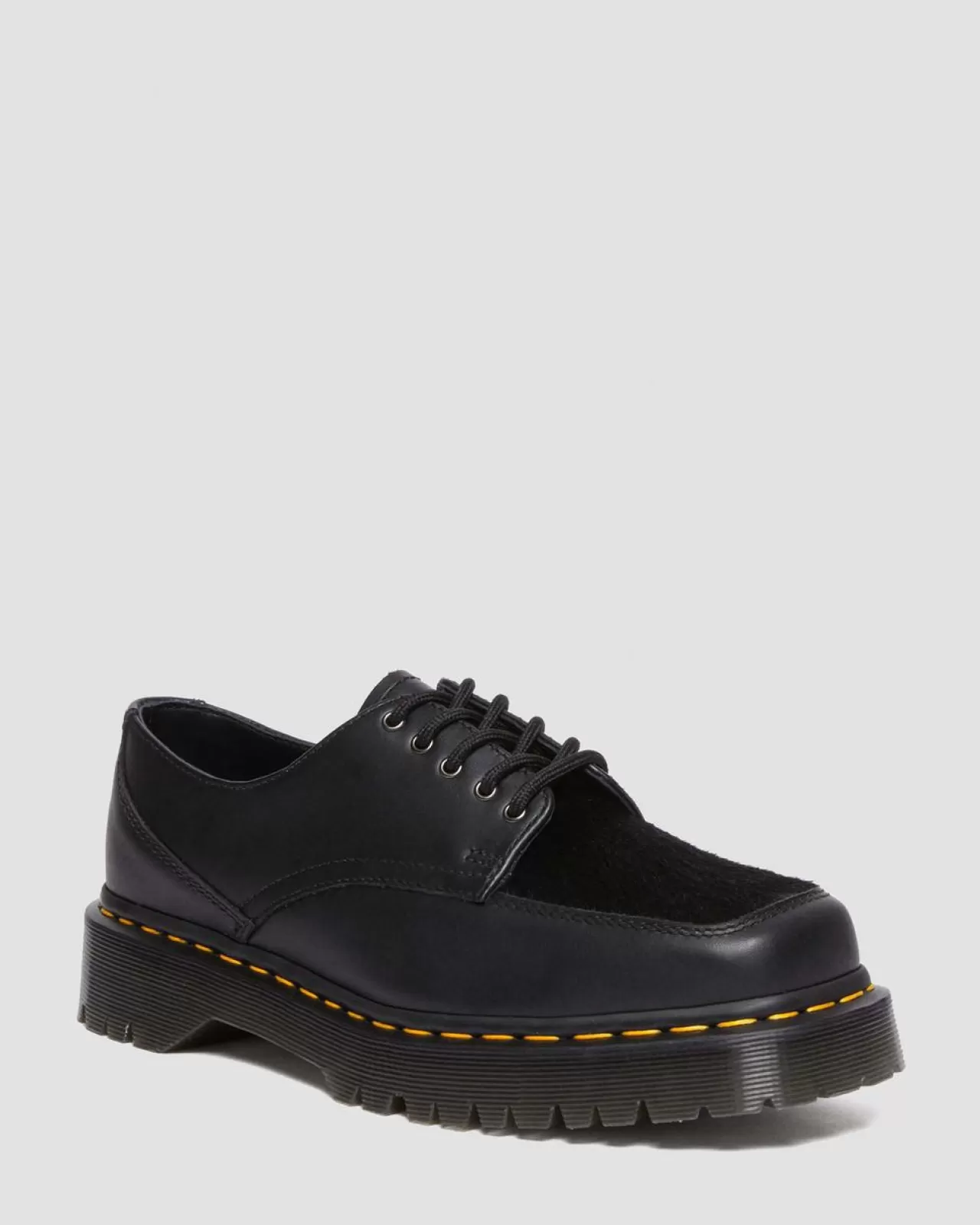 Sale | Oxfords^Dr. Martens 5-Eye Bex Square Toe Hair-On & Leather Shoes BLACK — Lucido + Hair On