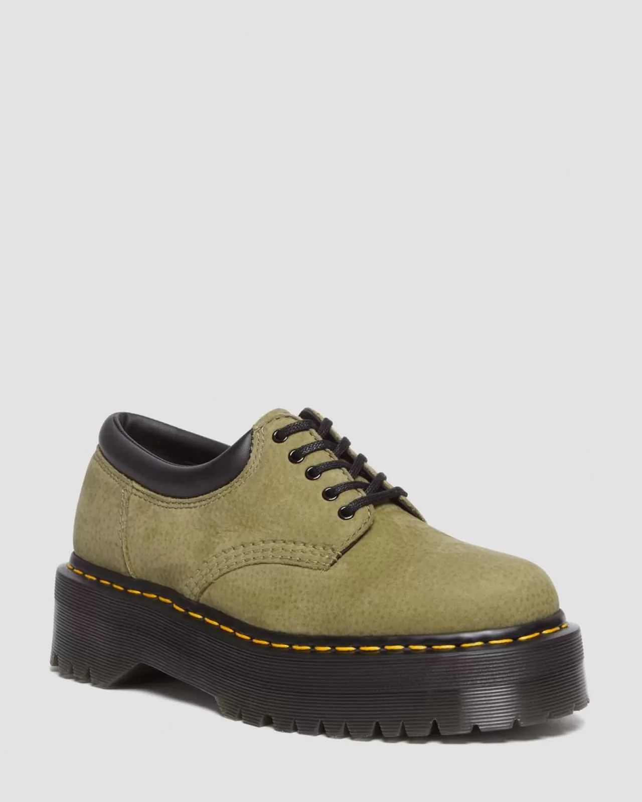 Platform Shoes | Shoes^Dr. Martens 8053 Tumbled Nubuck Leather Platform Casual Shoes Muted Olive — Titan