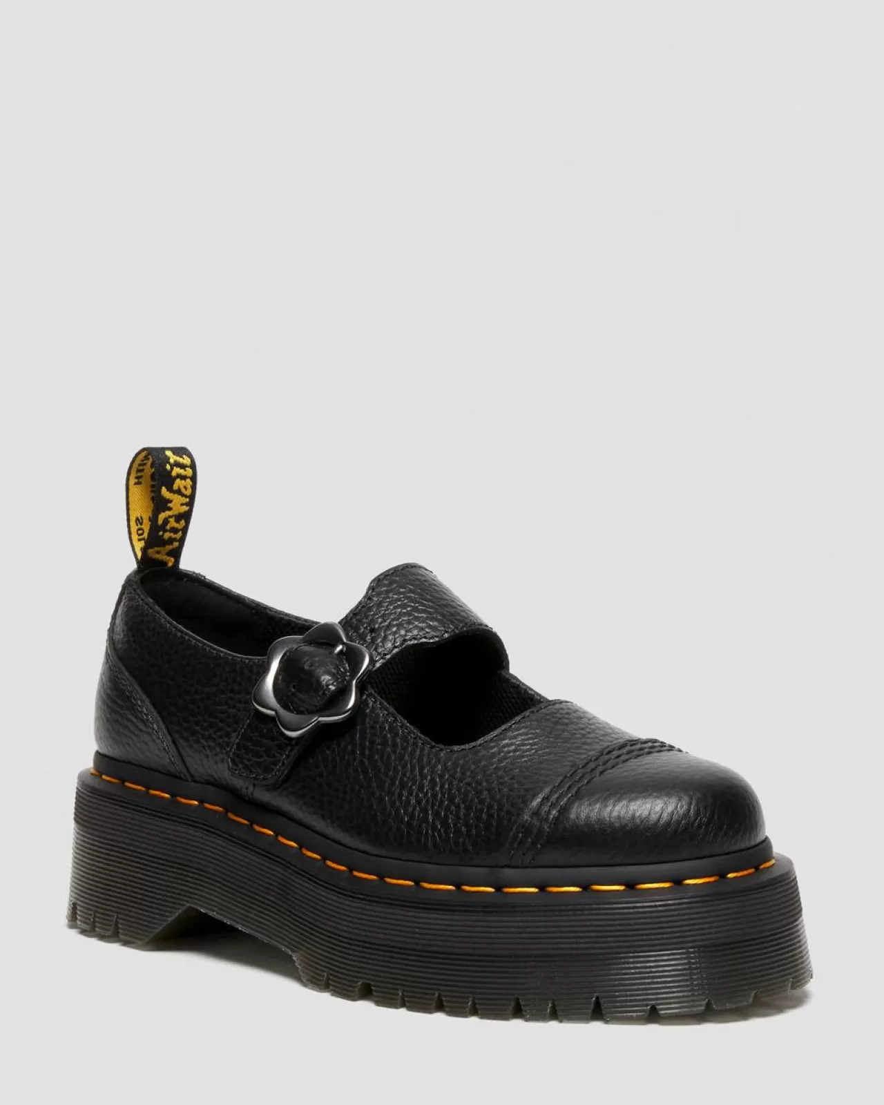 Bestsellers | Platform Shoes^Dr. Martens Addina Flower Buckle Leather Platform Shoes Black — Milled Nappa