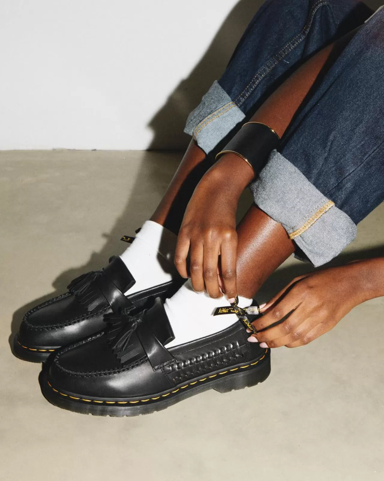 Originals | Shoes^Dr. Martens Adrian Woven Leather Tassel Loafers Black — Aniline