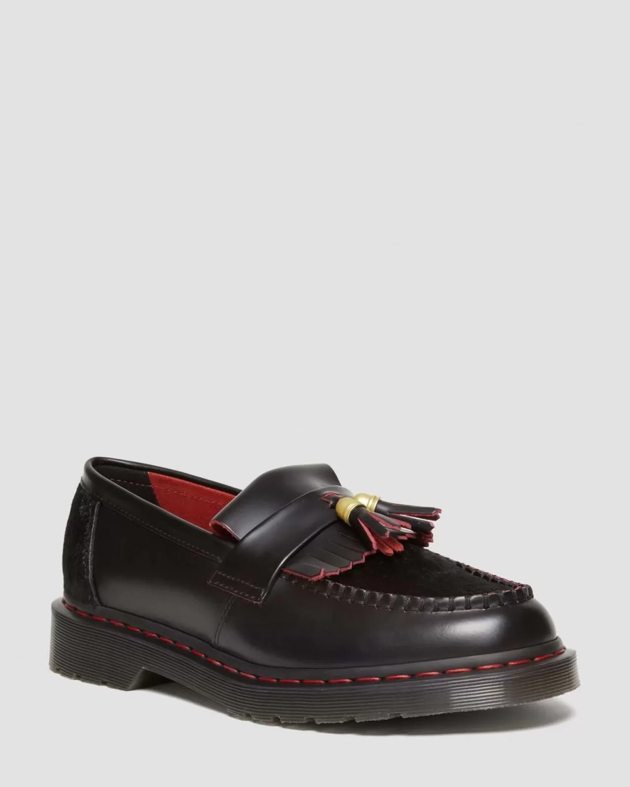 Originals | Shoes^Dr. Martens Adrian Year of the Dragon Hair-On Tassel Loafers Black+Red+Black — Smooth Slice+Hair On