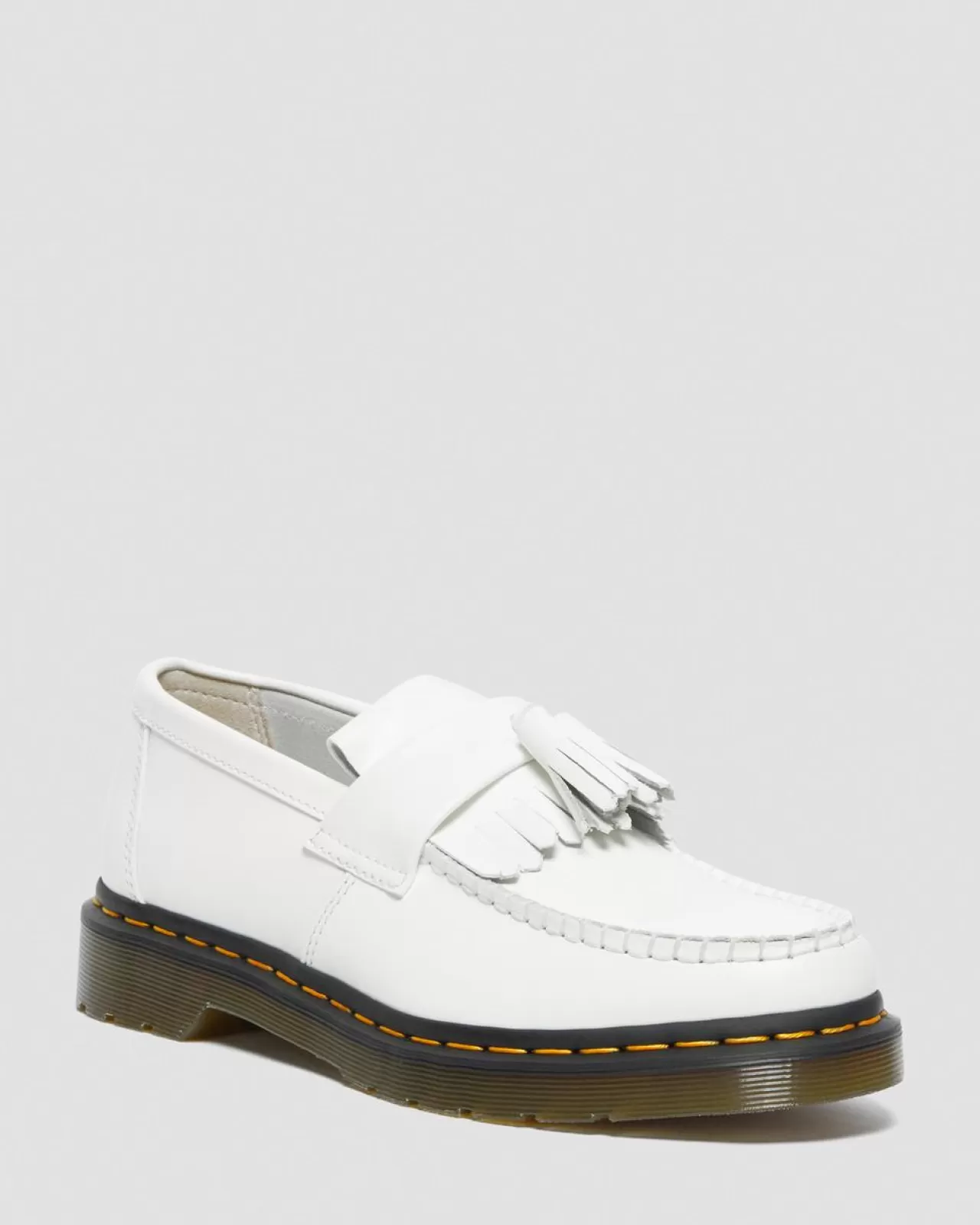 Sale | Originals^Dr. Martens Adrian Yellow Stitch Leather Tassel Loafers White — Smooth Leather