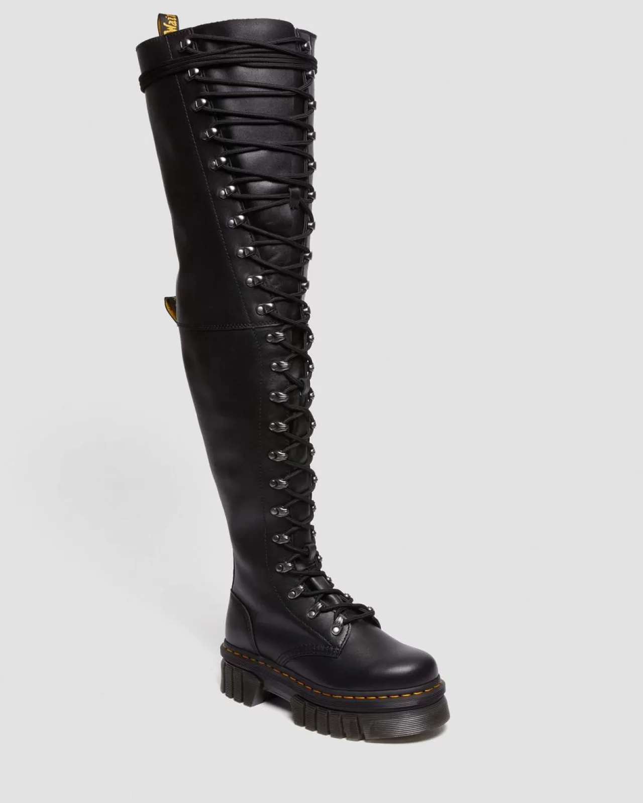 Sale | Platform Boots^Dr. Martens Audrick 22-Eye Extreme Lace Knee High Platform Botos Black — Nappa Lux