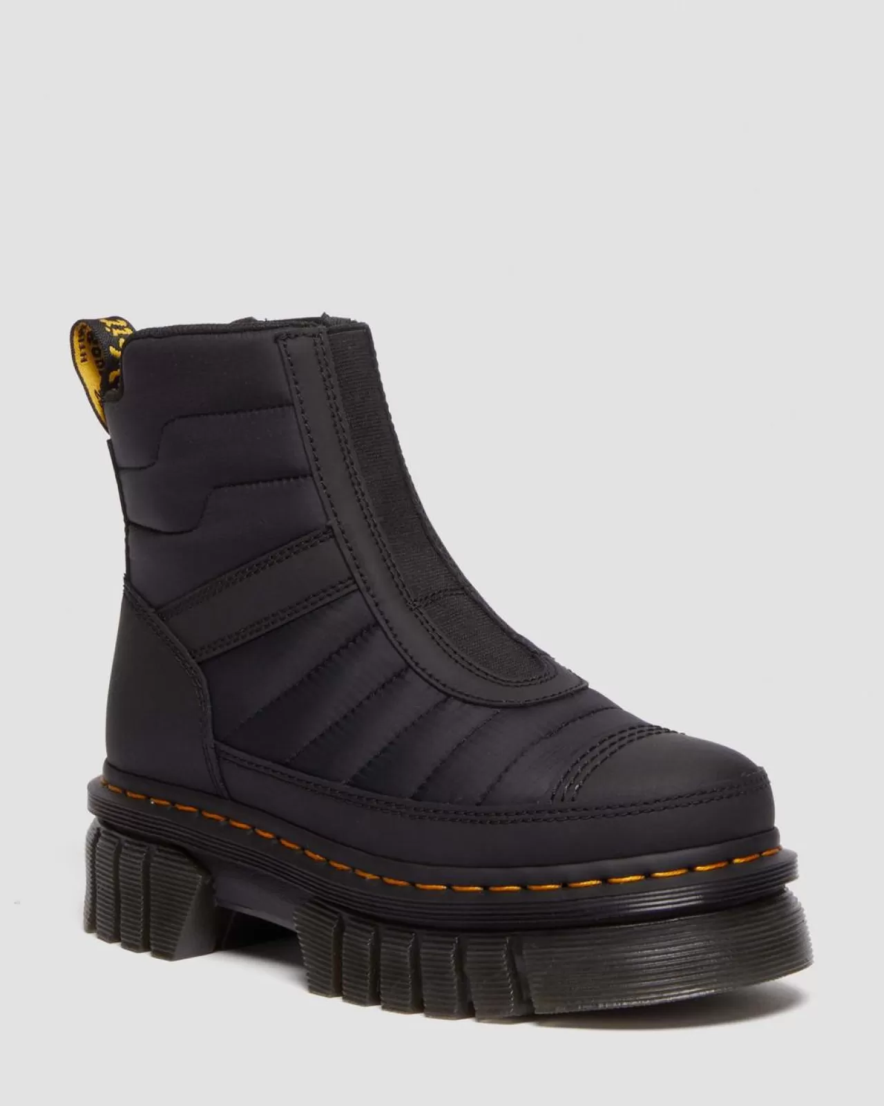 Platform Boots | Winter Boots^Dr. Martens Audrick Quilted Platform Chelsea Boots BLACK — Rubberised Leather+Warm Quilted