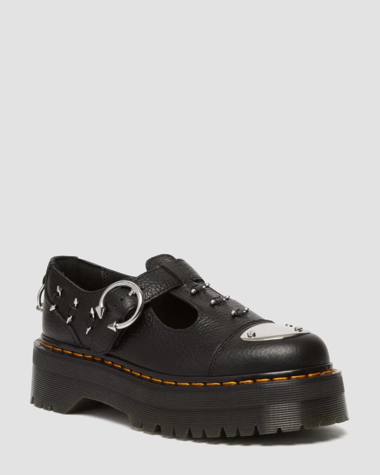 Platform Shoes | Mary Janes^Dr. Martens Bethan Piercing Leather Platform Mary Jane Shoes Black — Milled Nappa