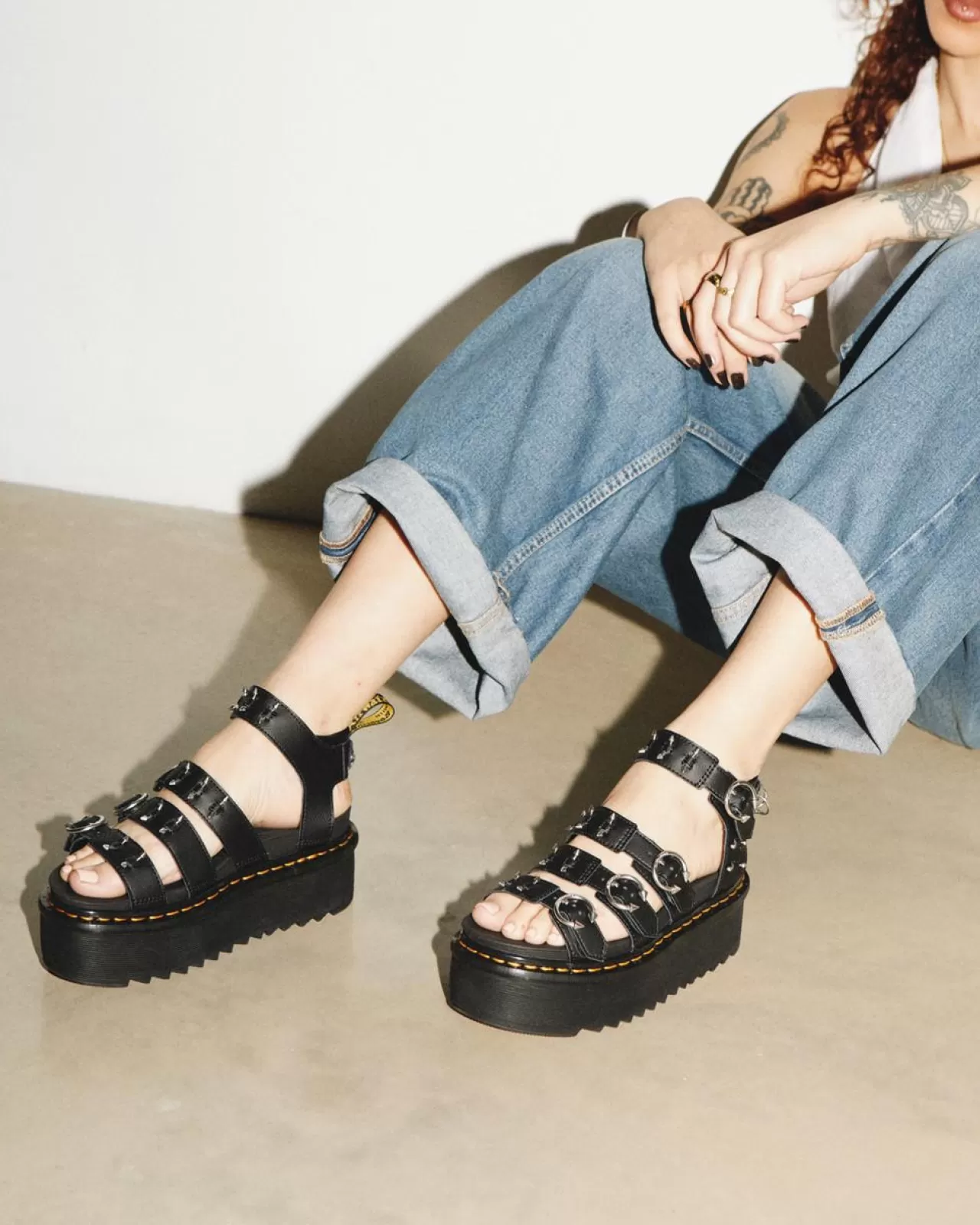 Platform Sandals | Strap Sandals^Dr. Martens Blaire Piercing Leather Platform Sandals Black — Athena