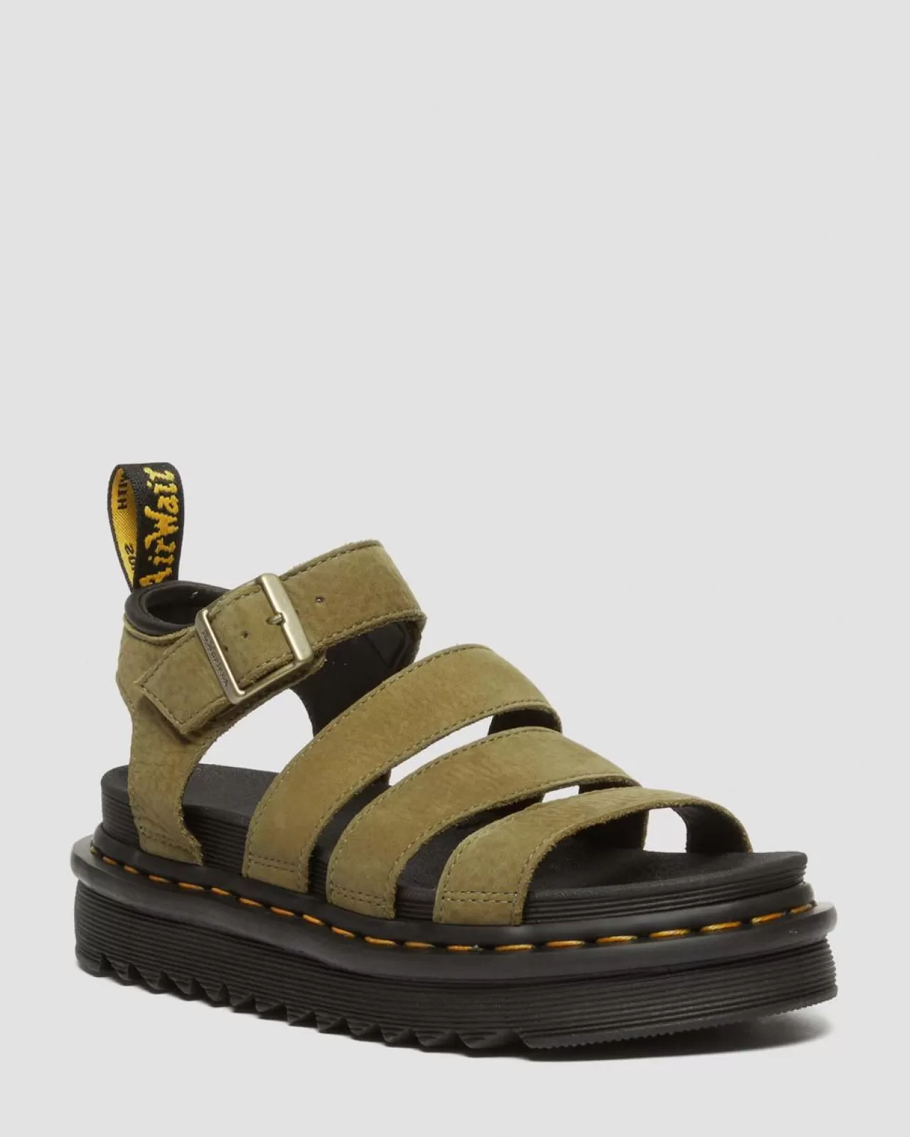 Strap Sandals | Sandals^Dr. Martens Blaire Tumbled Nubuck Leather Sandals Muted Olive — Tumbled Nubuck