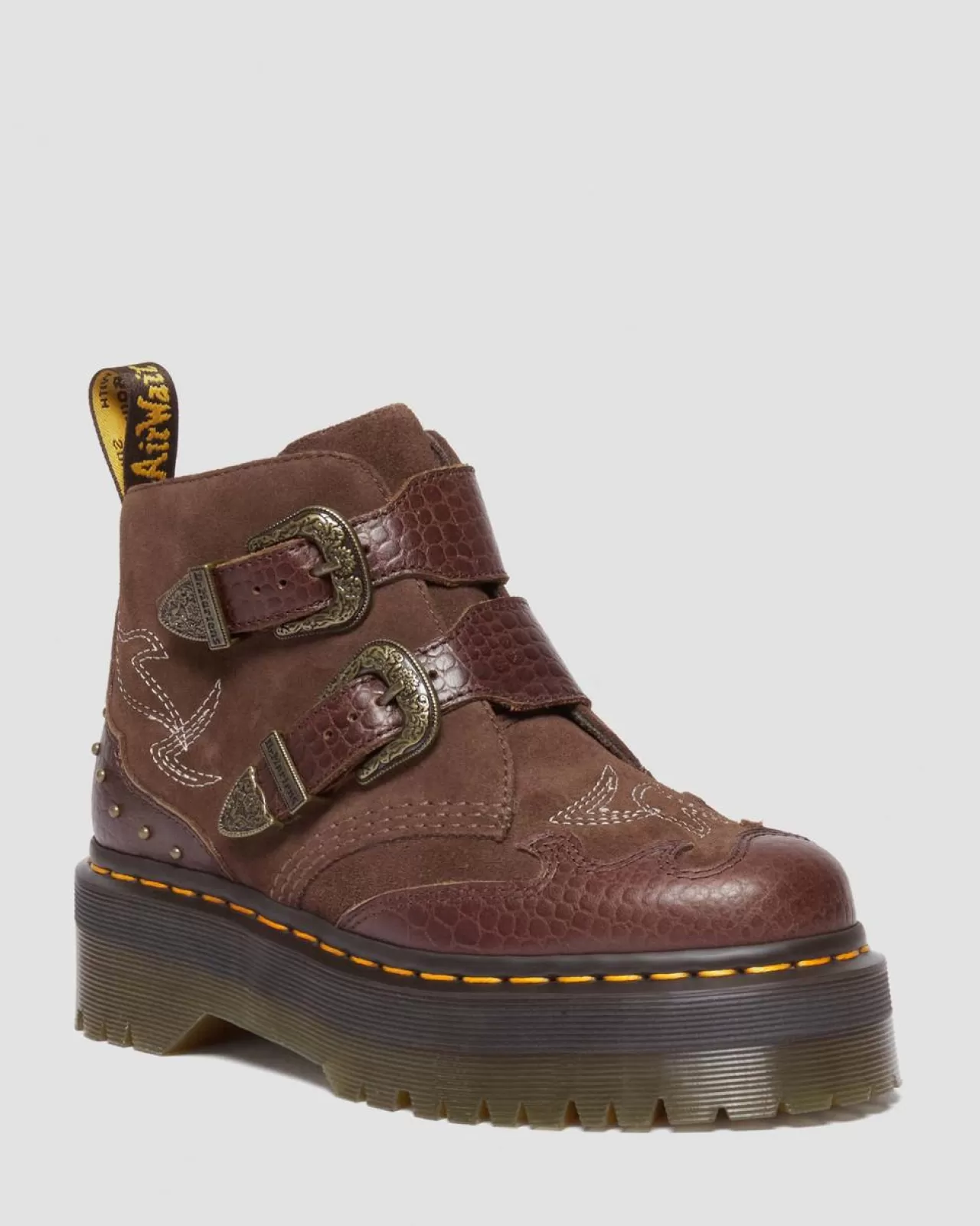 Platform Boots | Platforms^Dr. Martens Devon Gothic Americana Leather Platform Boots Dark Brown