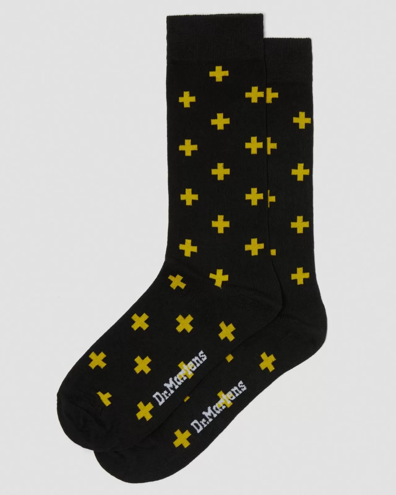 Socks | Accessories^Dr. Martens Docs Cross Logo Organic Cotton Blend Socks Black+Yellow — Cotton Blend