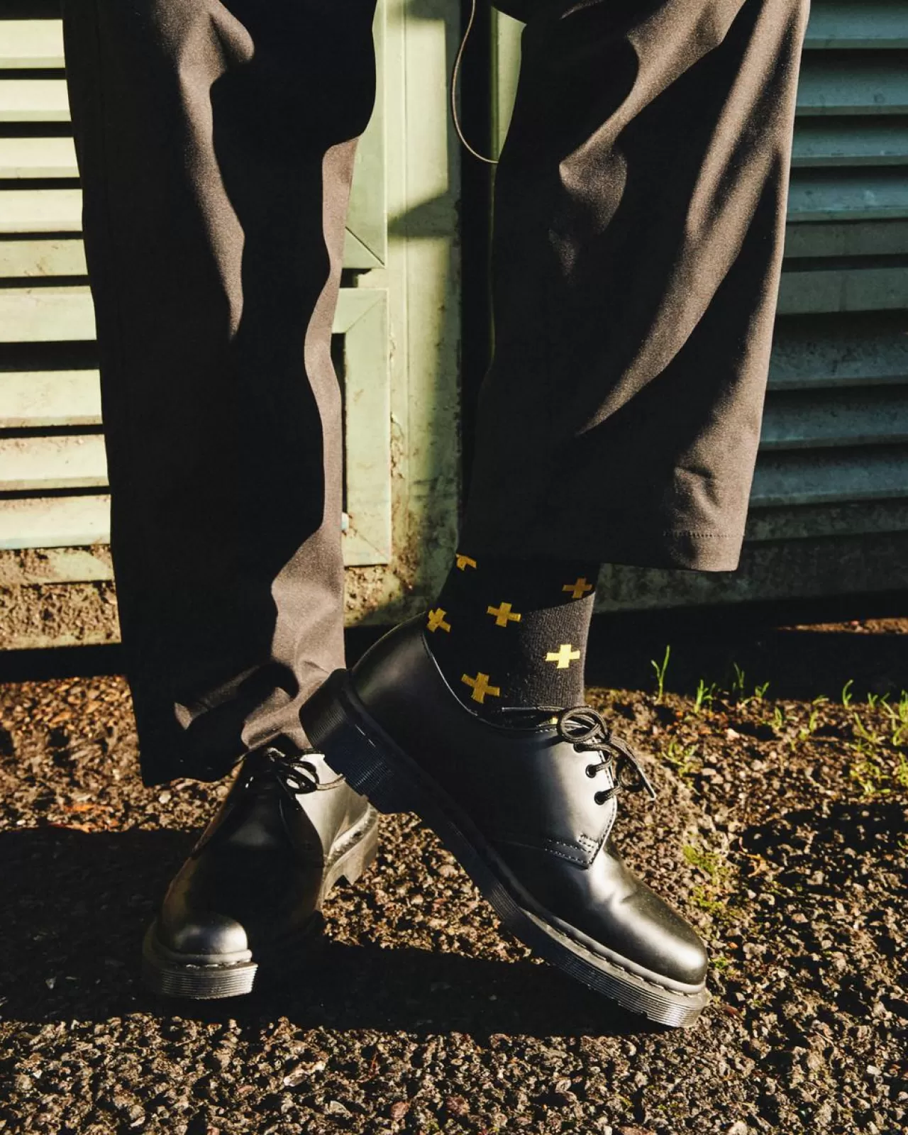 Socks | Accessories^Dr. Martens Docs Cross Logo Organic Cotton Blend Socks Black+Yellow — Cotton Blend