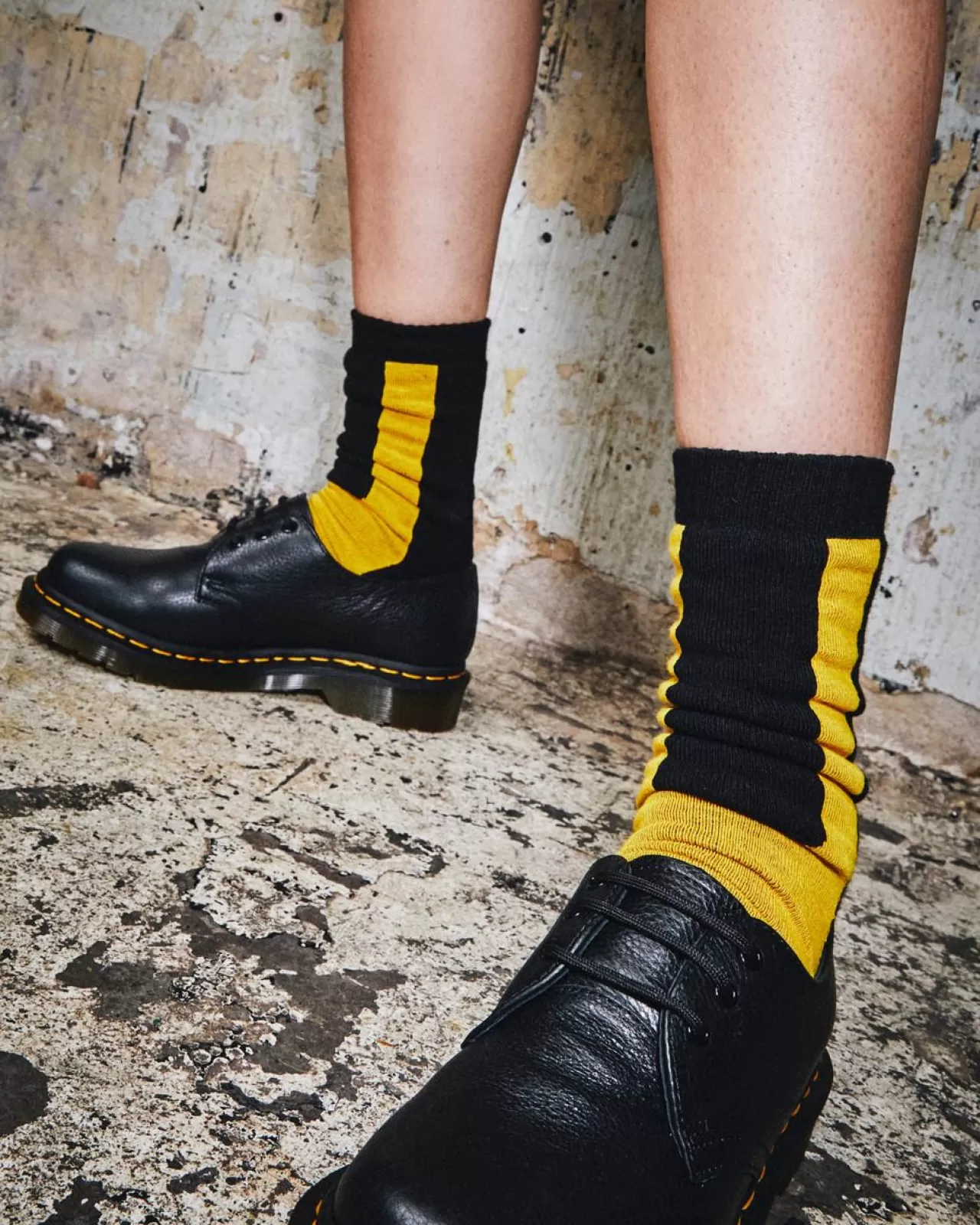 Socks | Sale^Dr. Martens Double Doc Cotton Blend Socks Black+Yellow — Cotton Blend