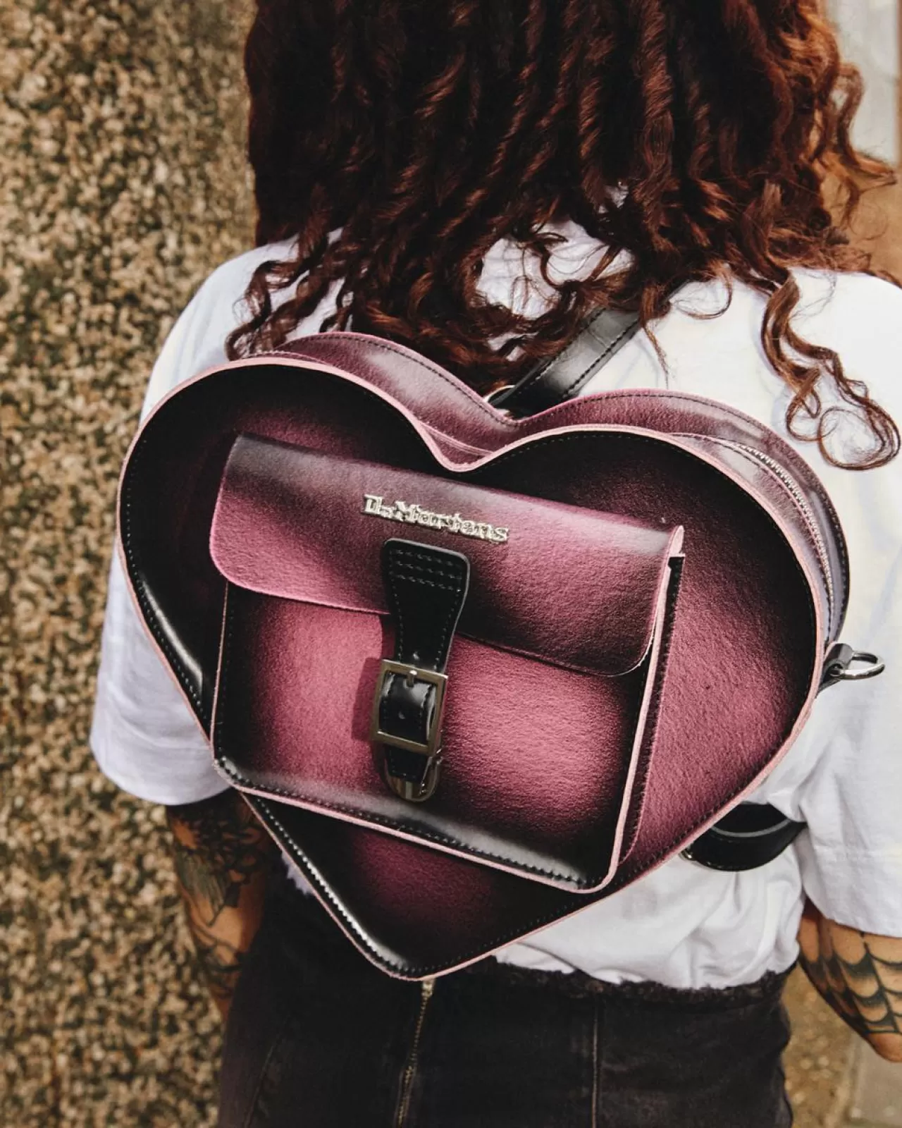 Accessories | Bags^Dr. Martens Heart Shaped Distressed Leather Backpack Black+Fondant Pink — Arcadia