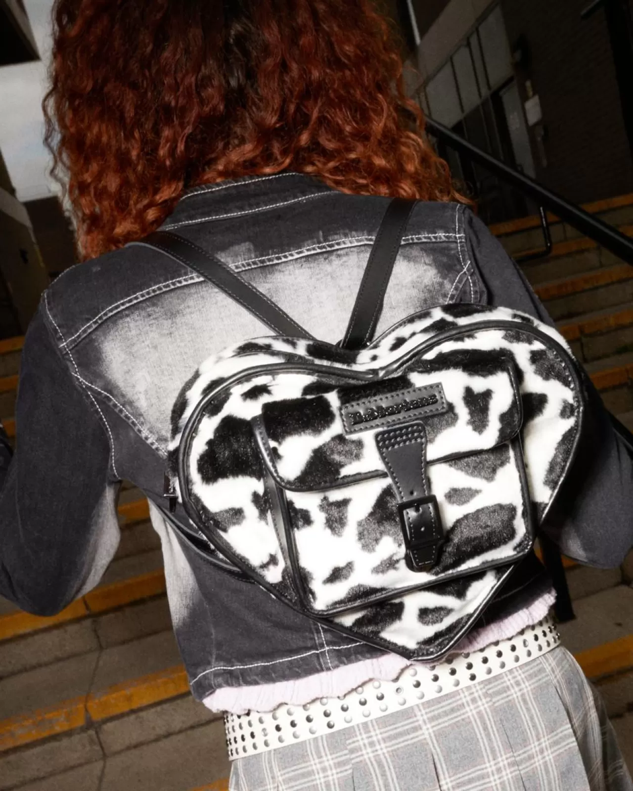 Accessories | Bags^Dr. Martens Heart Shaped Faux Fur Cow Print Backpack BLACK+WHITE — Cow Print + Kiev