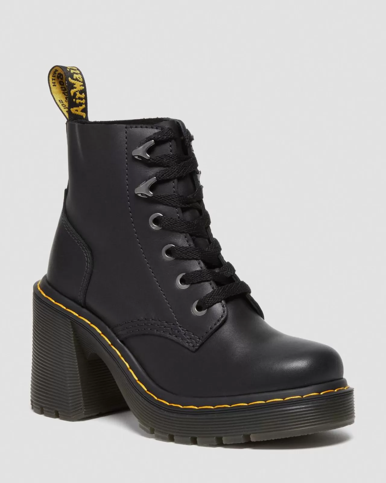 Platform Boots | Heeled Boots^Dr. Martens Jesy Sendal Leather Lace Up Flared Heel Boots Black — Sendal