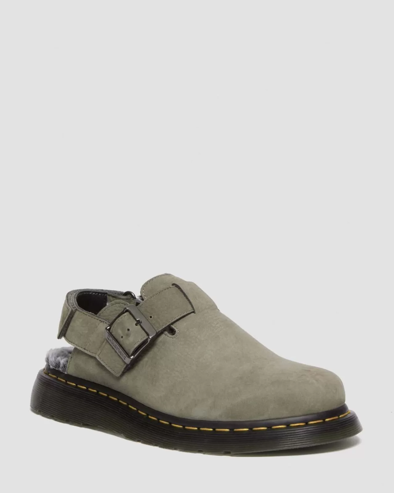 Sale | Originals^Dr. Martens Jorge II Faux Fur Lined Nubuck Slingback Mules NICKEL GREY — Milled Nubuck Wp