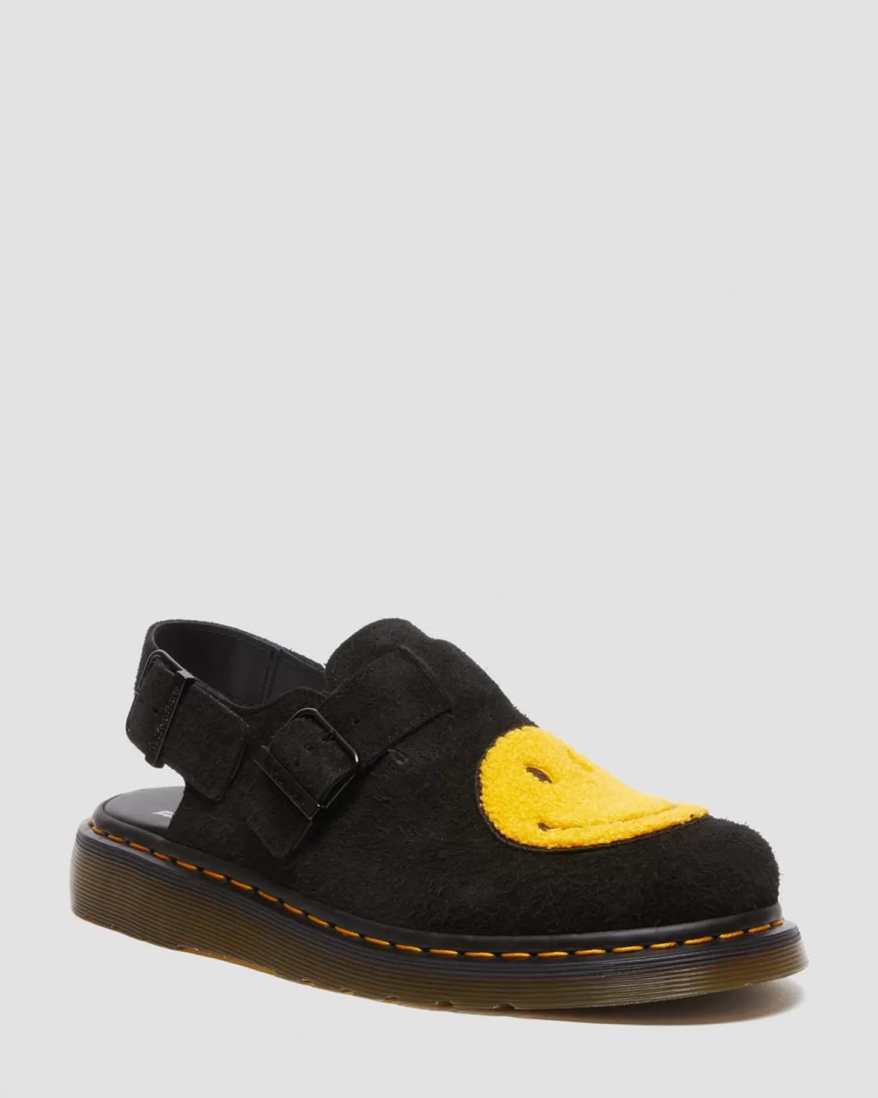 Mules & Slides | Sandals^Dr. Martens Jorge Smiley® Napped Suede Slingback Mules Black — Long Napped Suede