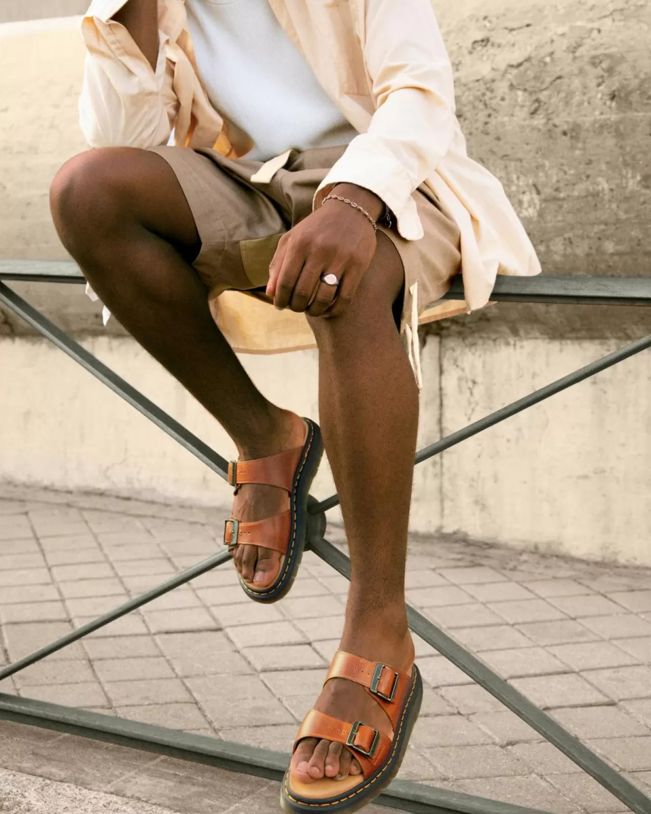 Sandals | Sandals^Dr. Martens Josef Analine Leather Buckle Slide Sandals Oak — Aniline