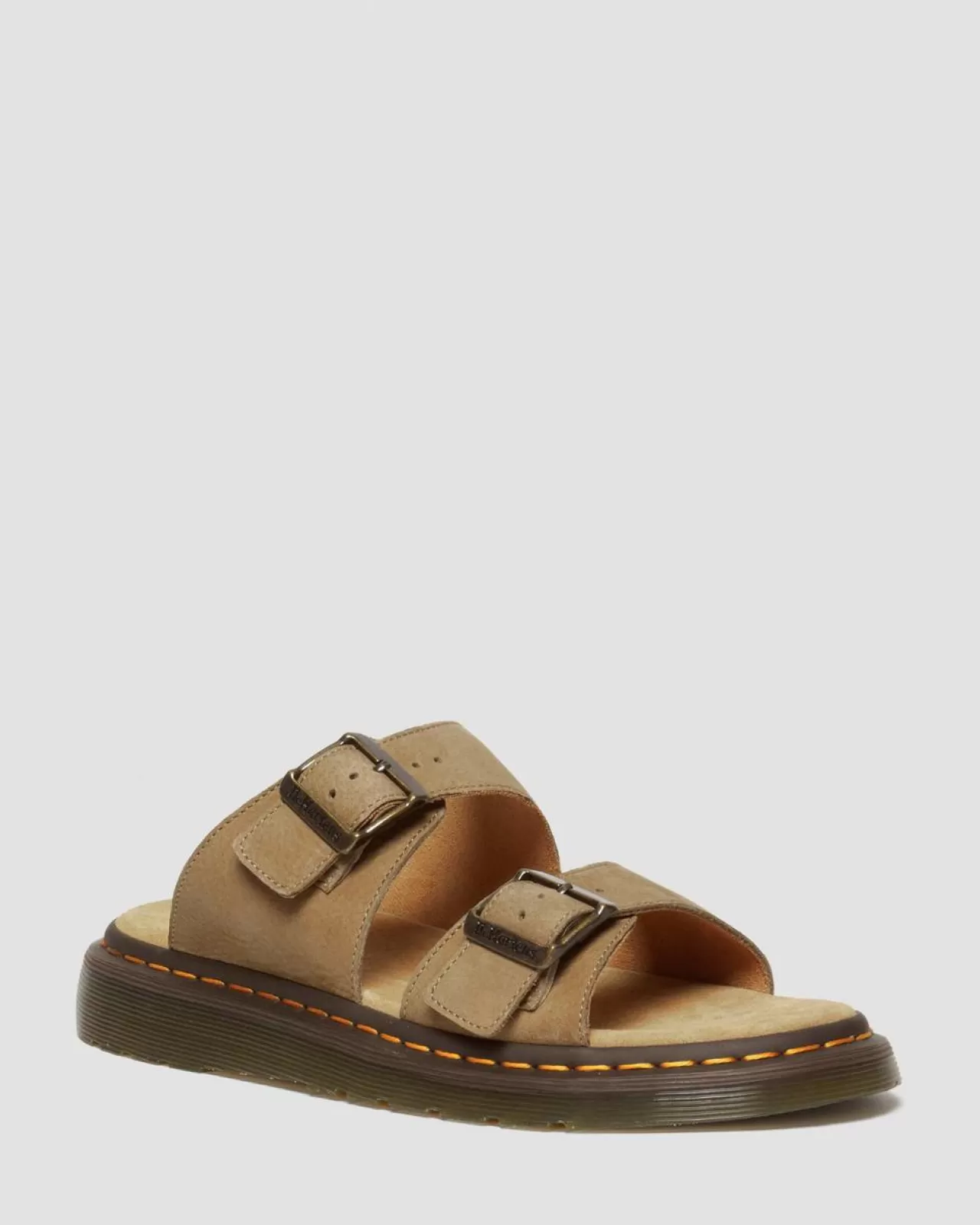 Sandals | Sandals^Dr. Martens Josef Nubuck Leather Buckle Slide Sandals Savannah Tan — Tumbled Nubuck