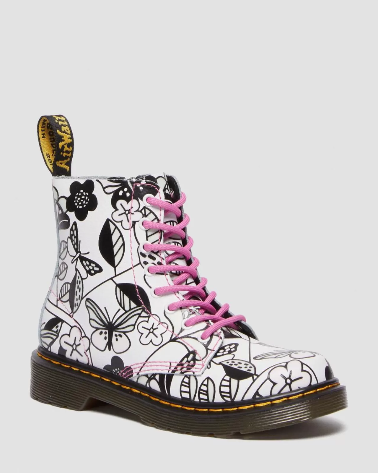 Sale | School Styles^Dr. Martens Junior 1460 Meadow Print Leather Lace Up Boots WHITE