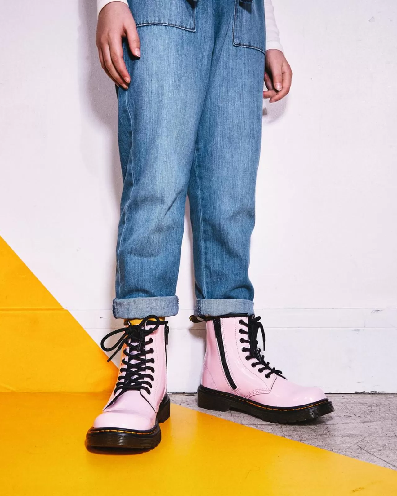 Glitter & Patent Boots | School Styles^Dr. Martens Junior 1460 Patent Leather Lace Up Boots Pale Pink — Patent Leather