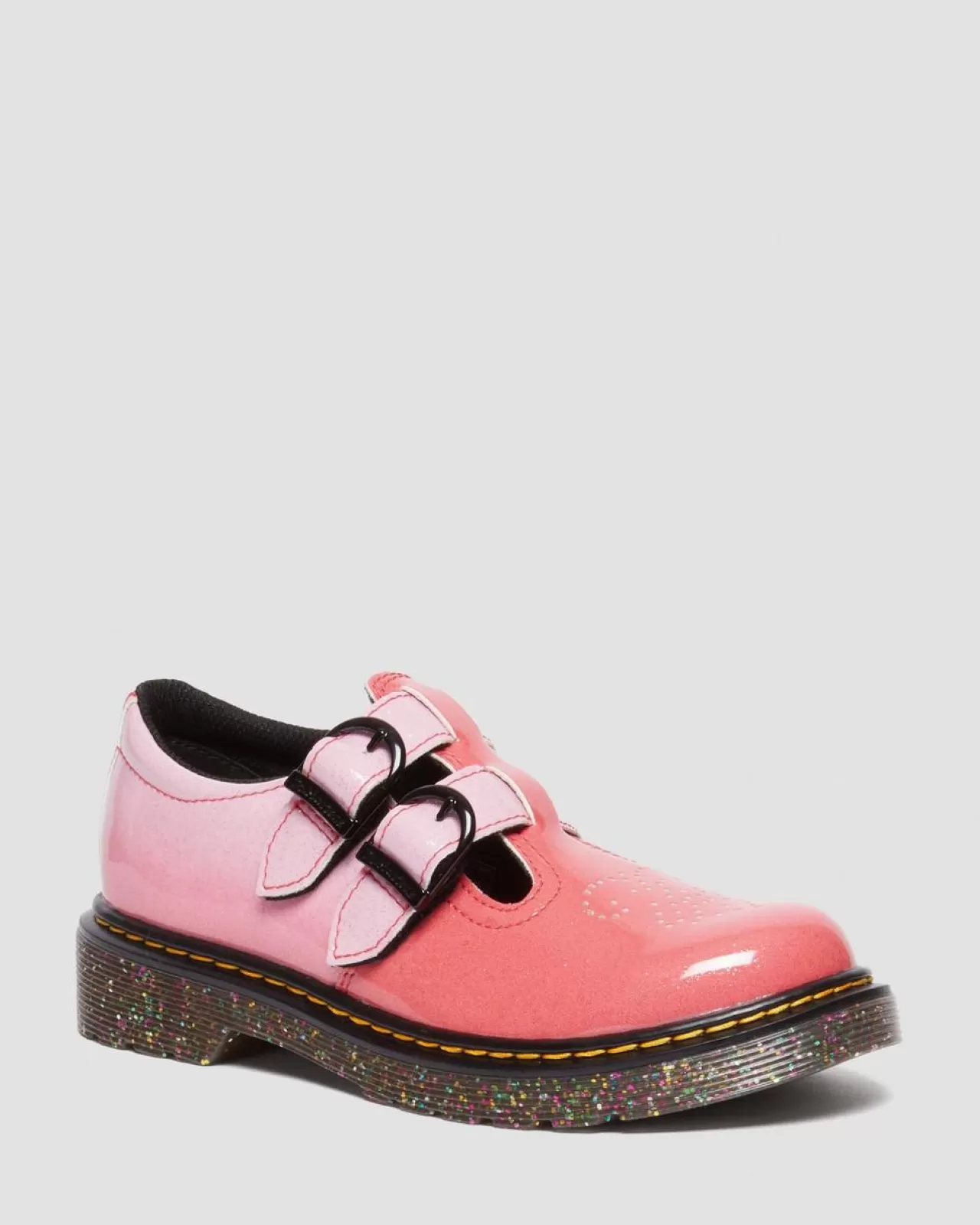 Glitter & Patent Boots | School Styles^Dr. Martens Junior 8065 Gradient Glitter Leather Mary Jane Shoes Pink