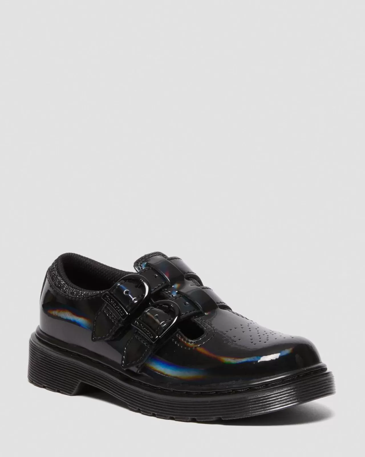 School Styles | Junior / 5-7 Years^Dr. Martens Junior 8065 Rainbow Patent Leather Mary Jane Shoes Black — Rainbow Patent