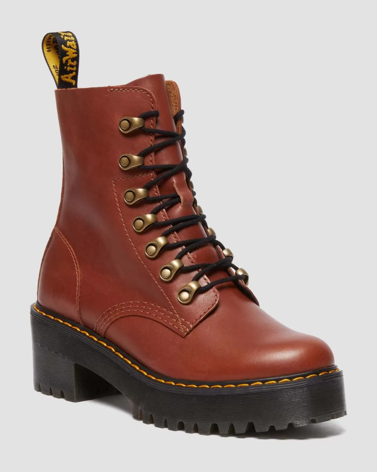 Platform Boots | Heeled Boots^Dr. Martens Leona Women's Farrier Leather Heeled Boots Tan — Farrier