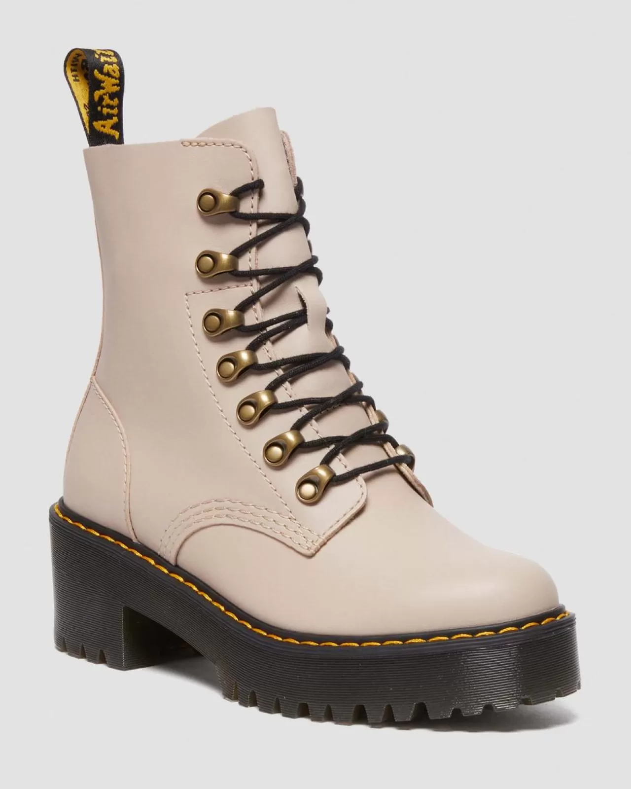 Sale | Platform Boots^Dr. Martens Leona Women's Sendal Leather Heeled Boots VINTAGE TAUPE — Sendal