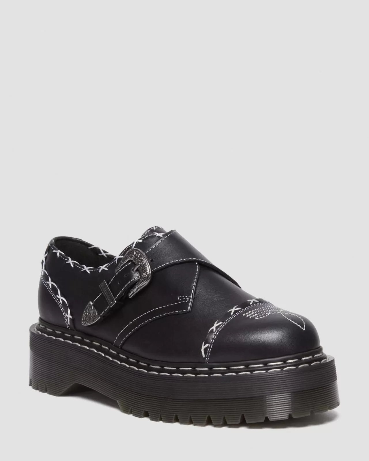 Originals | Platform Shoes^Dr. Martens Monk Gothic Americana Leather Platform Shoes Black — Wanama