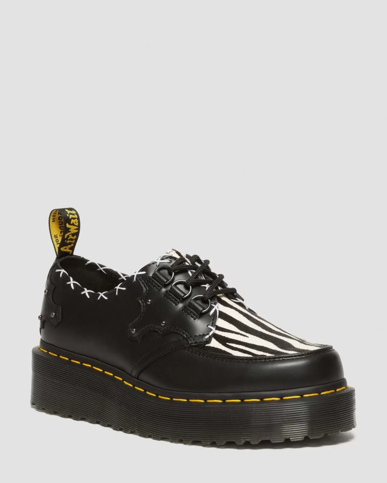 Shoes | Shoes^Dr. Martens Ramsey 3-Eye Zebra Print & Leather Platform Creepers Black+Zebra — Smooth+Hair On