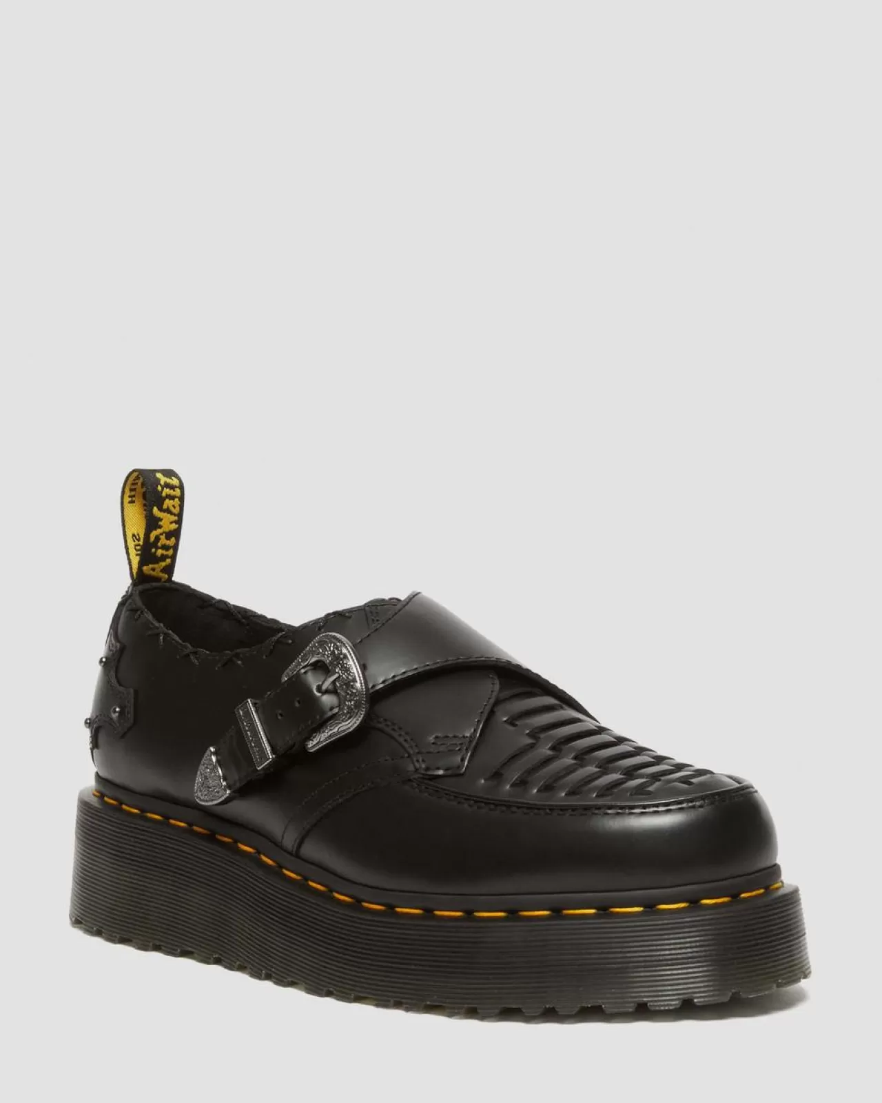 Platforms | Shoes^Dr. Martens Ramsey Woven Smooth Leather Platform Creepers Black — Smooth Leather