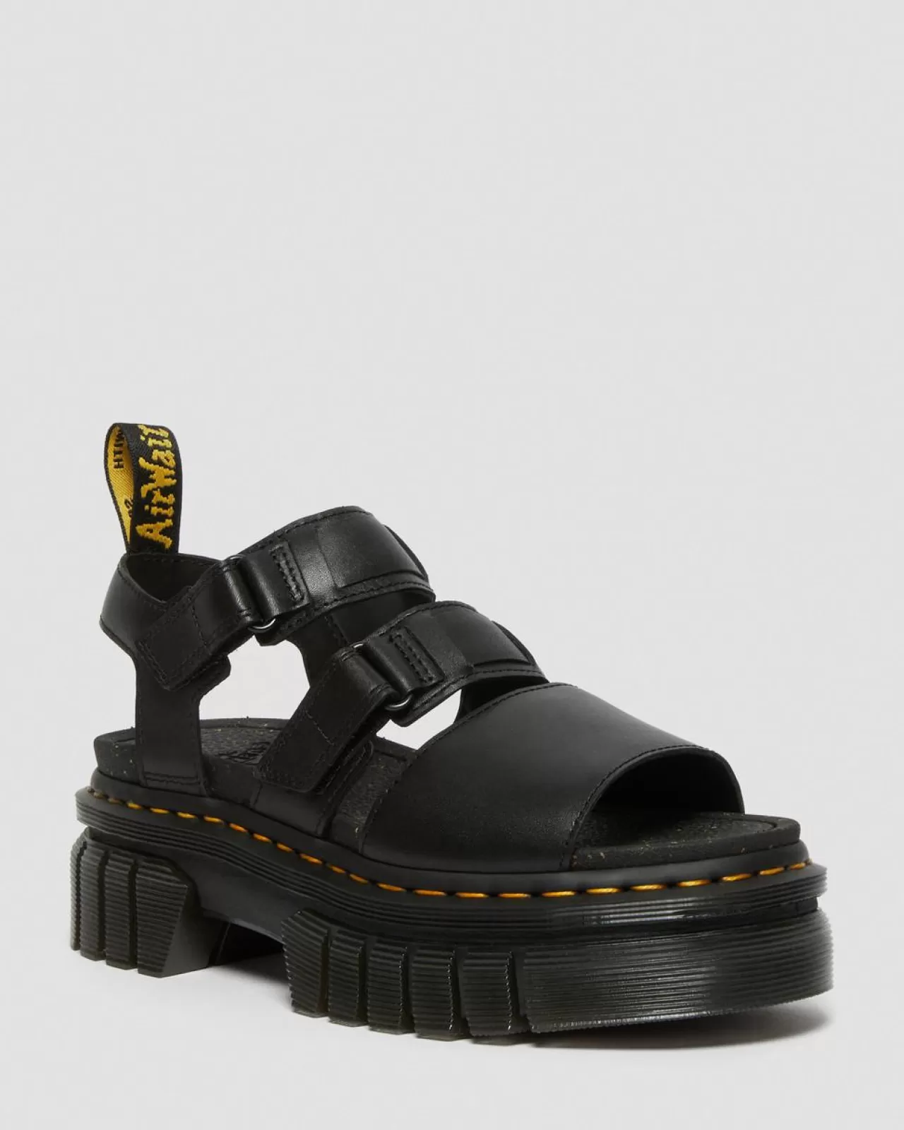 Platform Sandals | Strap Sandals^Dr. Martens Ricki Nappa Lux Leather 3-Strap Platform Sandals Black — Nappa Lux