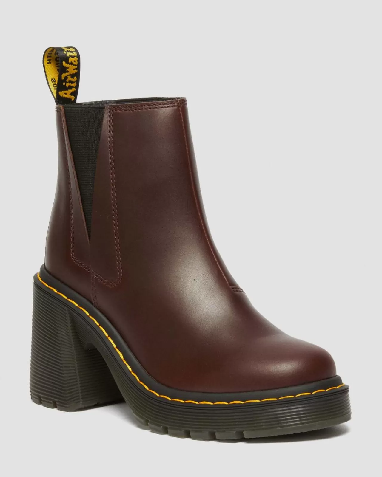 Heeled Boots | Chelsea Boots^Dr. Martens Spence Pull Up Leather Flared Heel Chelsea Boots Dark Brown