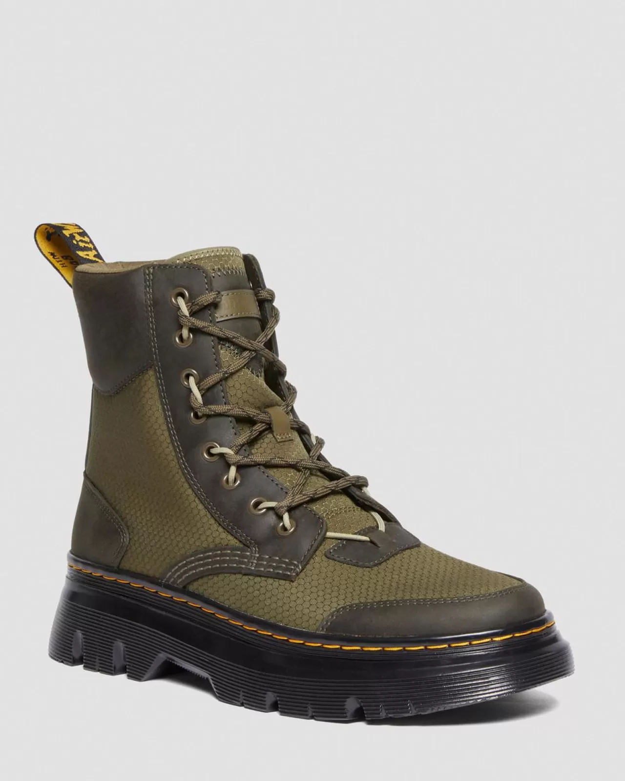 Sale | Casual Boots^Dr. Martens Tarik Leather & Nylon Utility Boots Olive — Waxed Full Grain+Hydro+ Recycled Nylon Ripstop