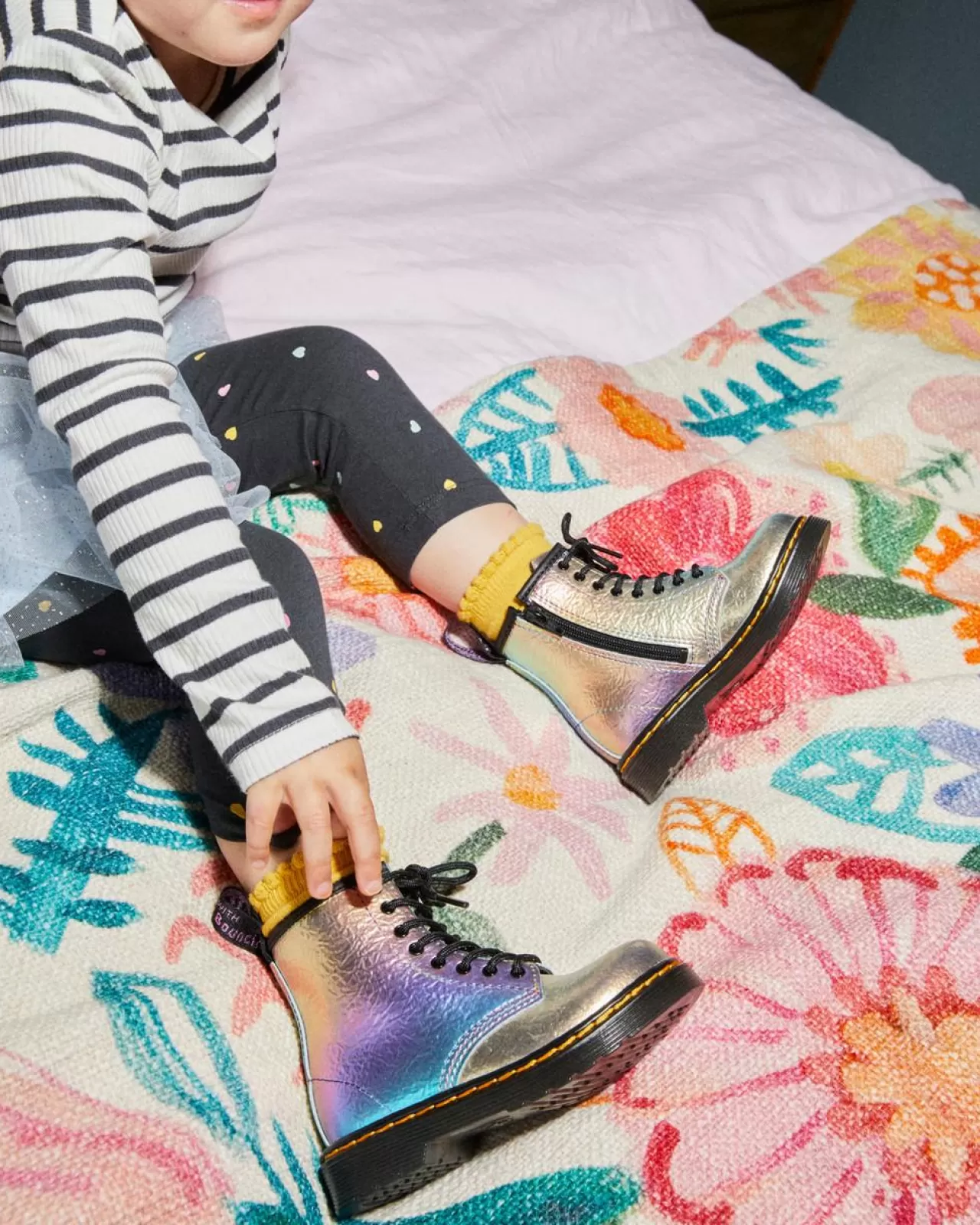 Sale | School Styles^Dr. Martens Toddler 1460 Rainbow Crinkle Leather Lace Up Boots MULTI — Rainbow Crinkle