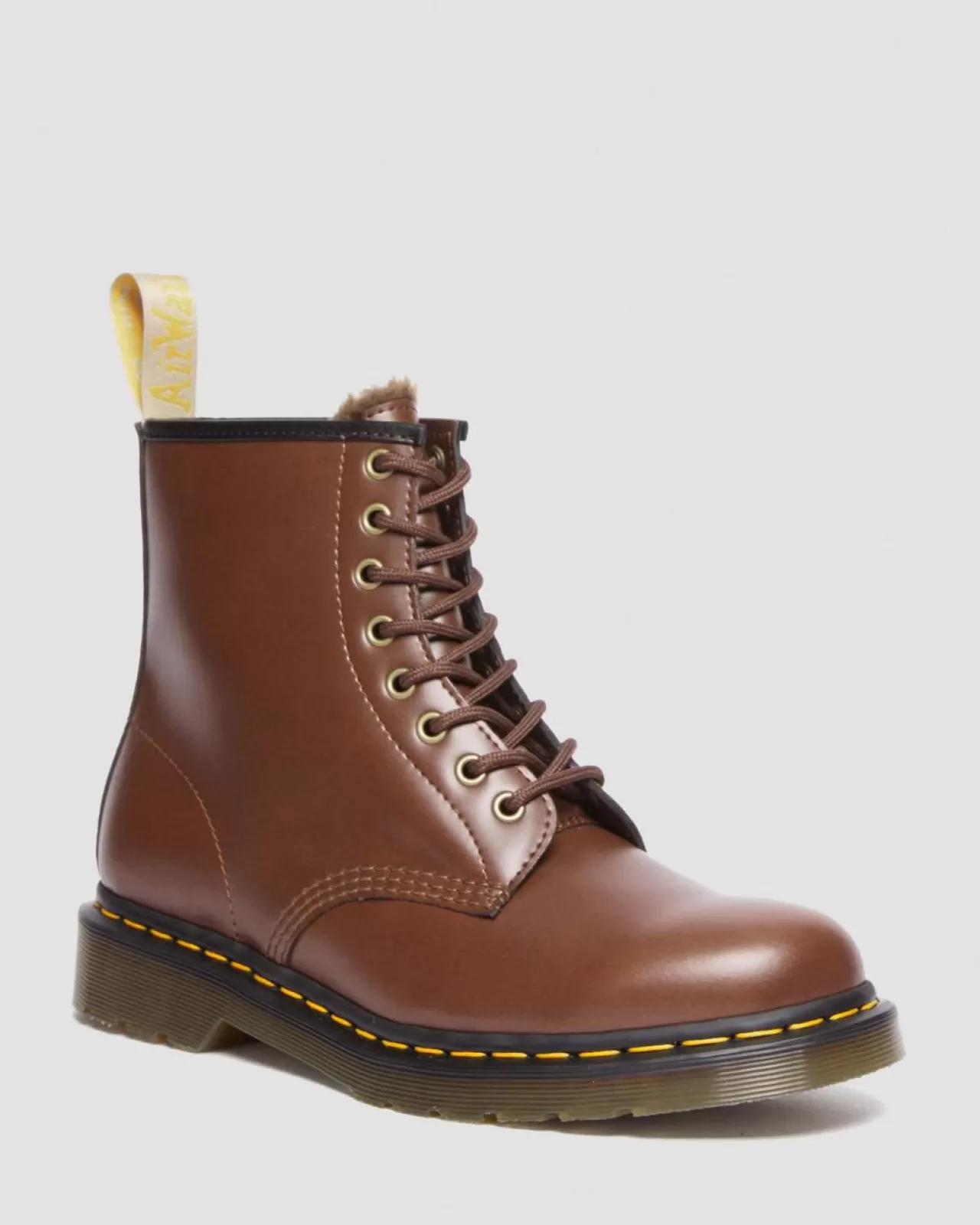 Vegan | Originals^Dr. Martens Vegan 1460 Faux Fur Lined Lace Up Boots BROWN — Norfolk Vegan